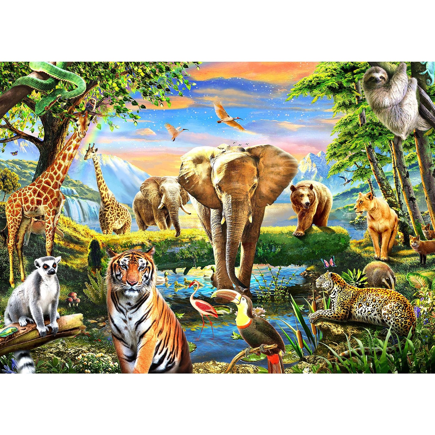 1000 Pieces Puzzles for Adults, Animal World Jigsaw Puzzle Challenging Night Game, Interlock Perfectly No Dust, for House Decoration, Birthday Party Holiday
