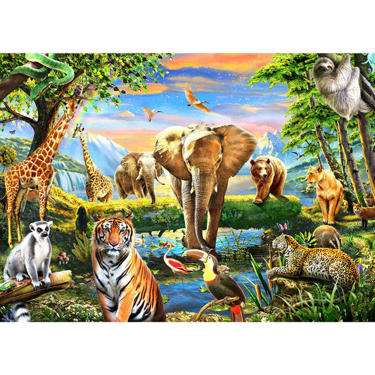1000 Pieces Puzzles for Adults, Animal World Jigsaw Puzzle Challenging Night Game, Interlock Perfectly No Dust, for House Decoration, Birthday Party Holiday