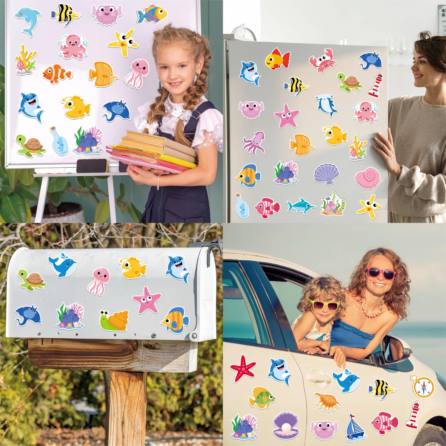 Fecheche Large Size Cute Fridge Magnets for Toddlers, Preschool Spelling Learning Education Refrigerador Magnetic Toy (Ocean 47pcs)