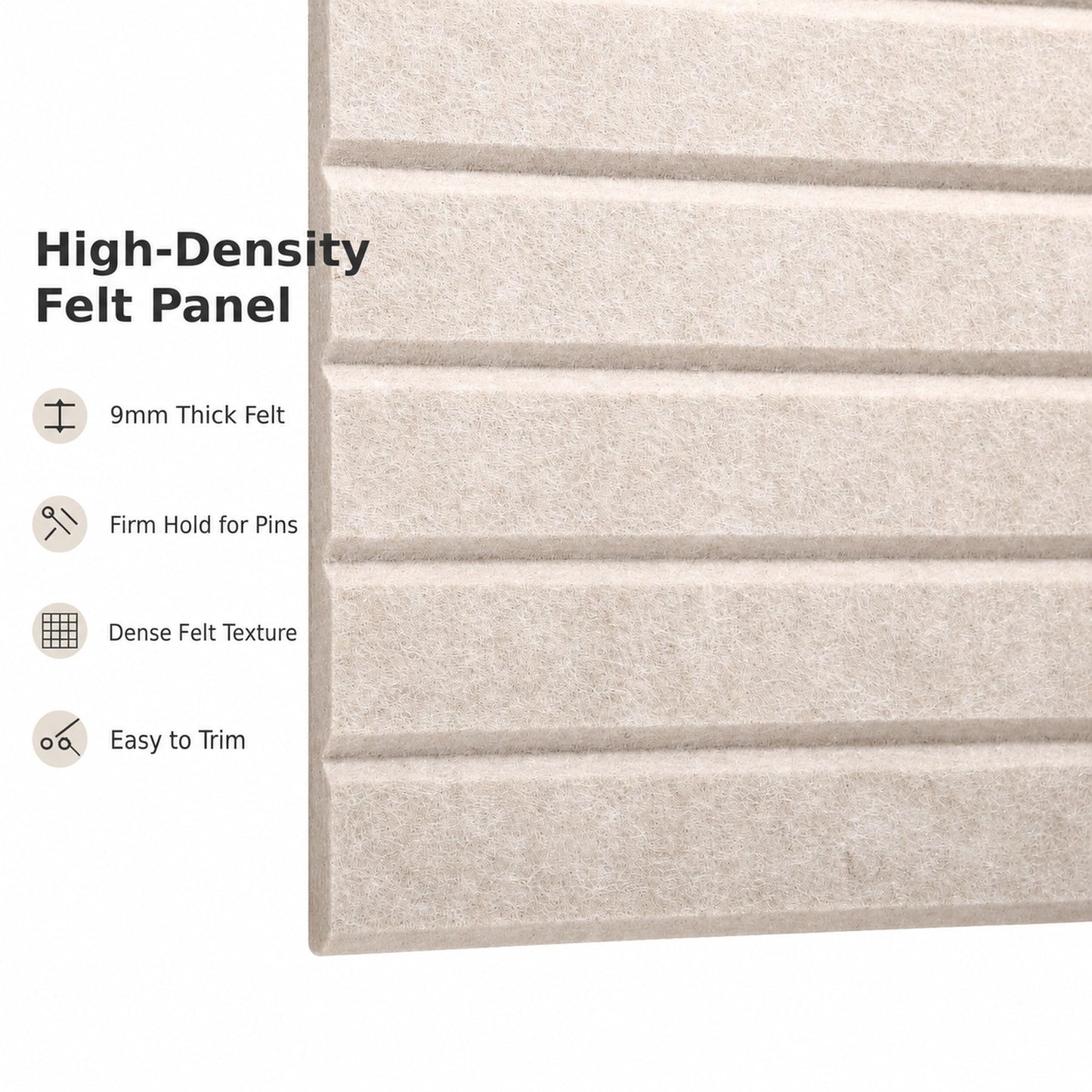 Large Felt Bulletin Board for Wall, 8 Pack 11.8'' x 11.8'' Felt Board Tiles, 48'' x 24'' Cork Board Alternative with Adhesive Tabs, Decorative Pin Board for Home Office, Dorm,Classroom(Light Tan)