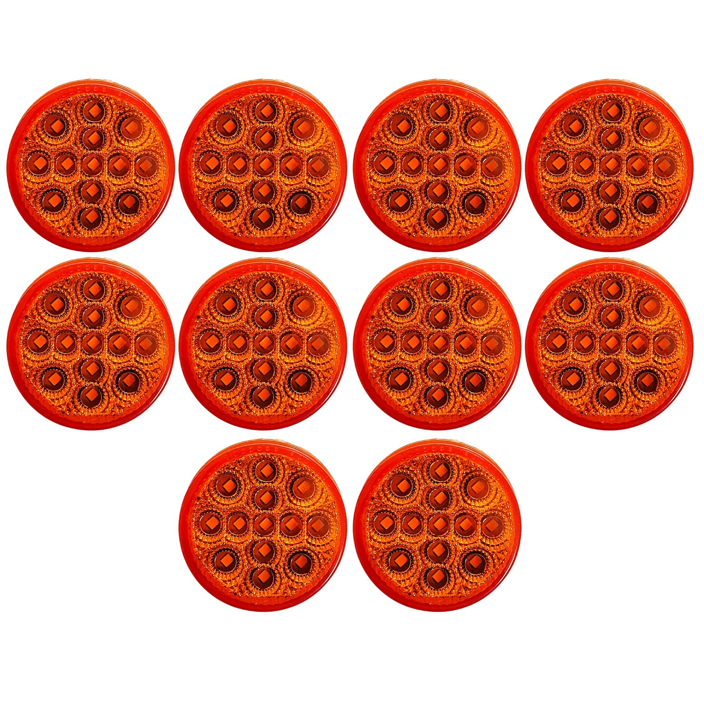 All Star Truck Parts Amber LED Clearance Marker Lights Kit, 10x 2.5in Round, 13 Diodes, Waterproof, Model ASA2513A10-N