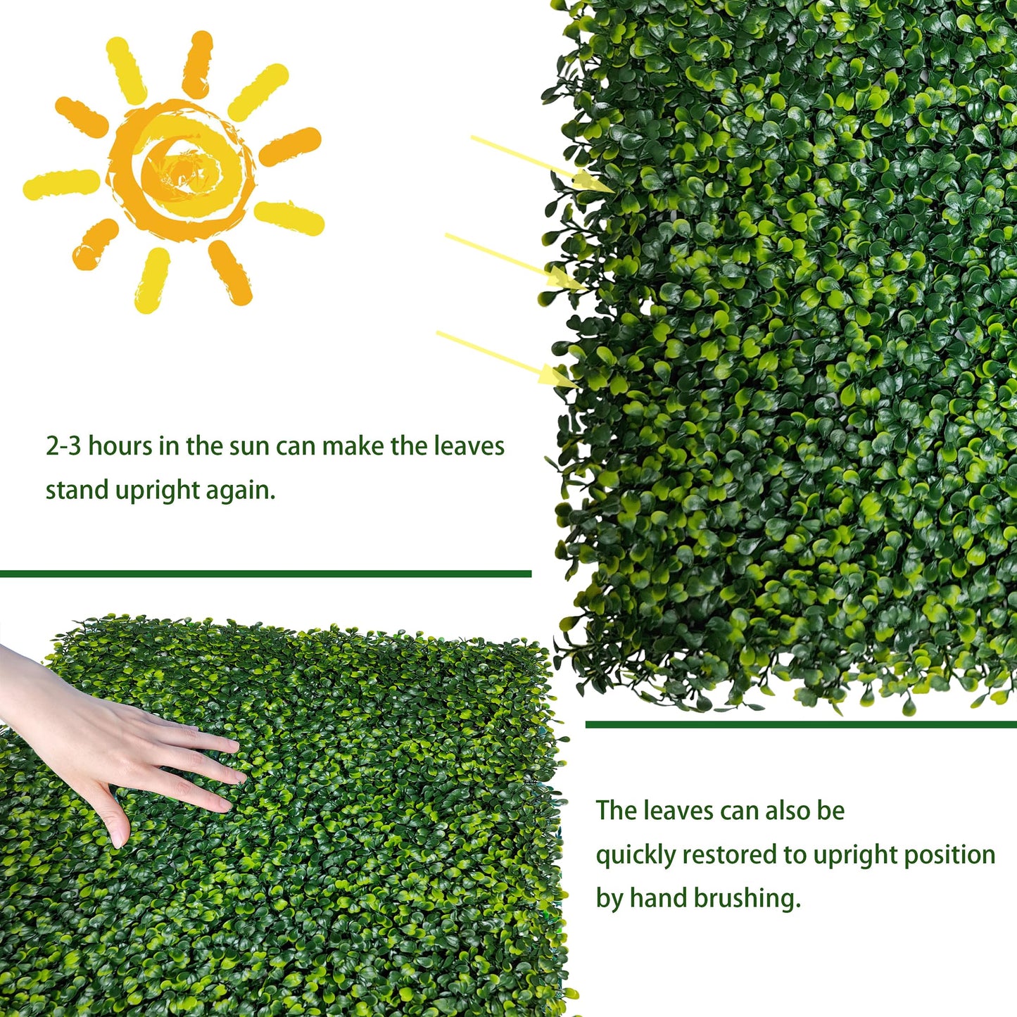 ODTORY Artificial Boxwood Roll Panels:40 X 120 in(33.5 sqft) UV-Anti Artificial Ivy Privacy Fence Wall Screen for Indoor Outdoor Green Grass Wall Decor & Ivy Fence Covering Privacy