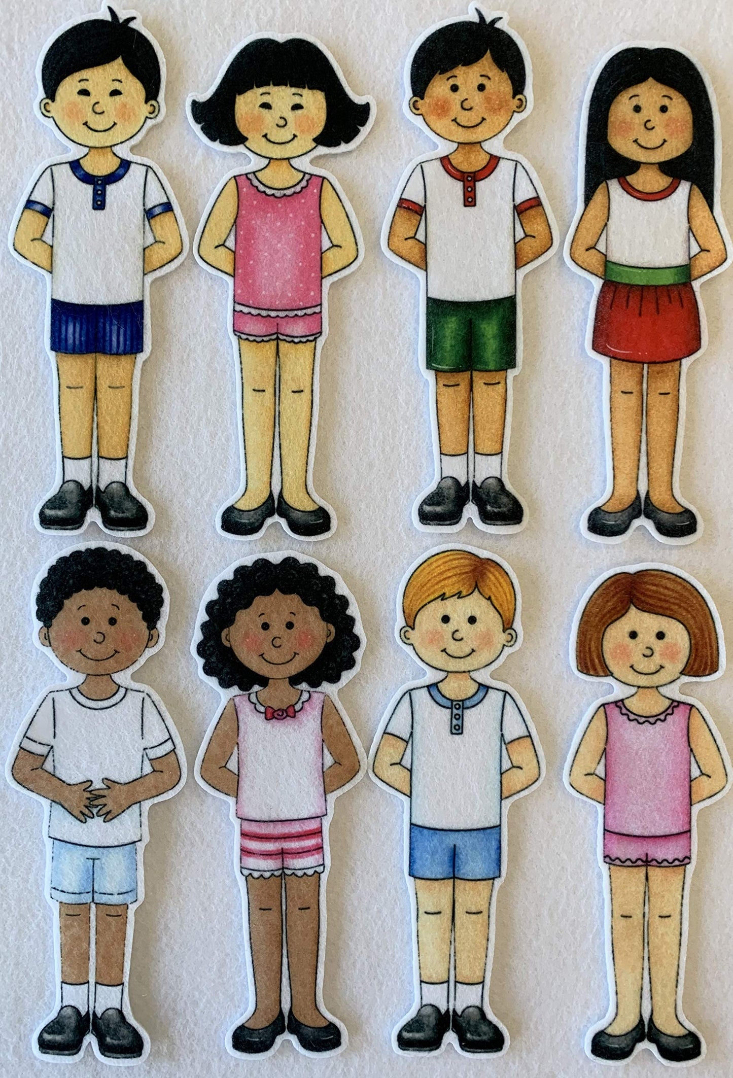 Dress Up Felt Doll Set 8 Dolls + 78 Pieces Flannel Board Boys & Girls Story Playboard
