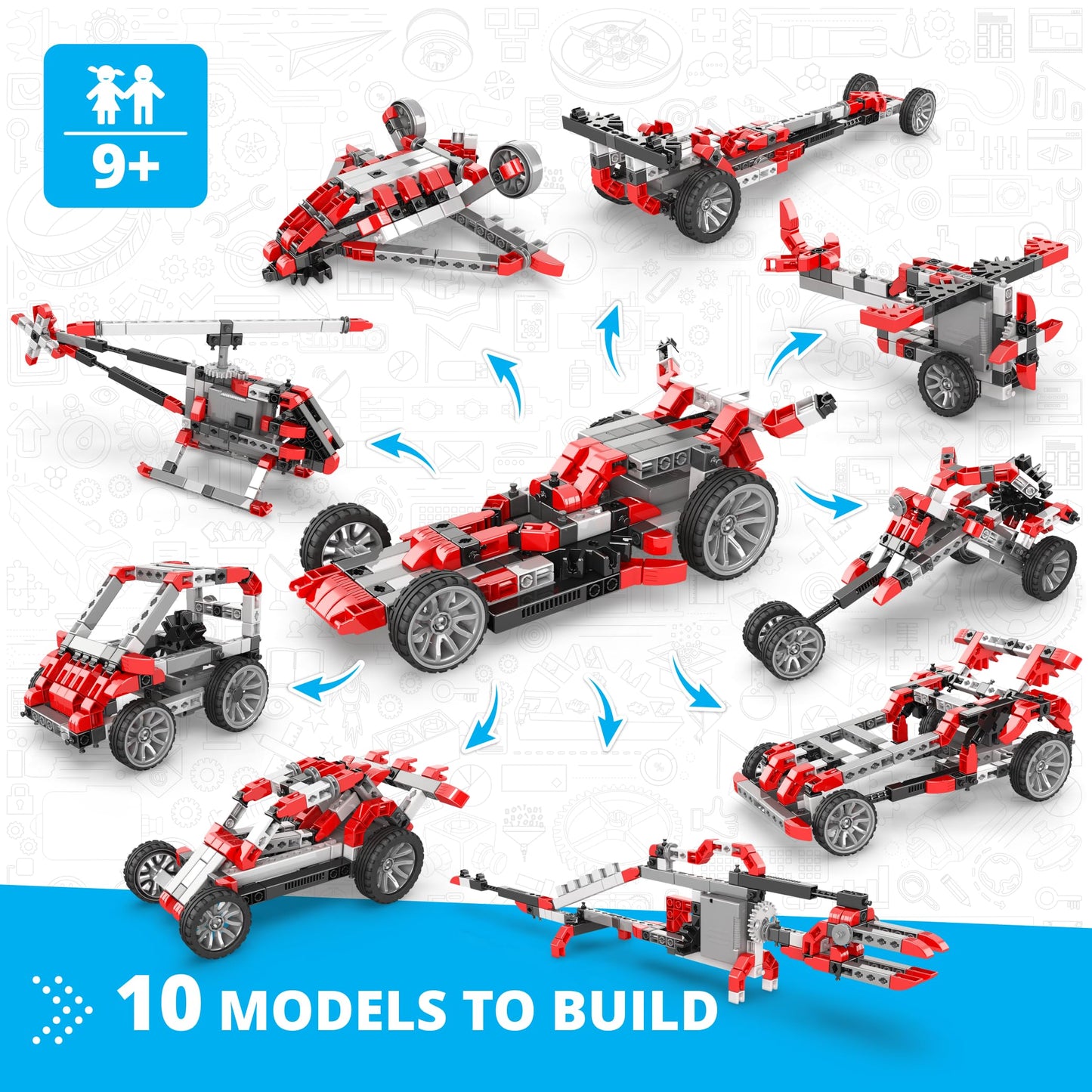 ENGINO- Inventor STEM Toys, Motorized Race Car Construction Toys for Kids 9+, Educational Toys, STEM Projects, STEM Building Toys, Gifts for Boys & Girls