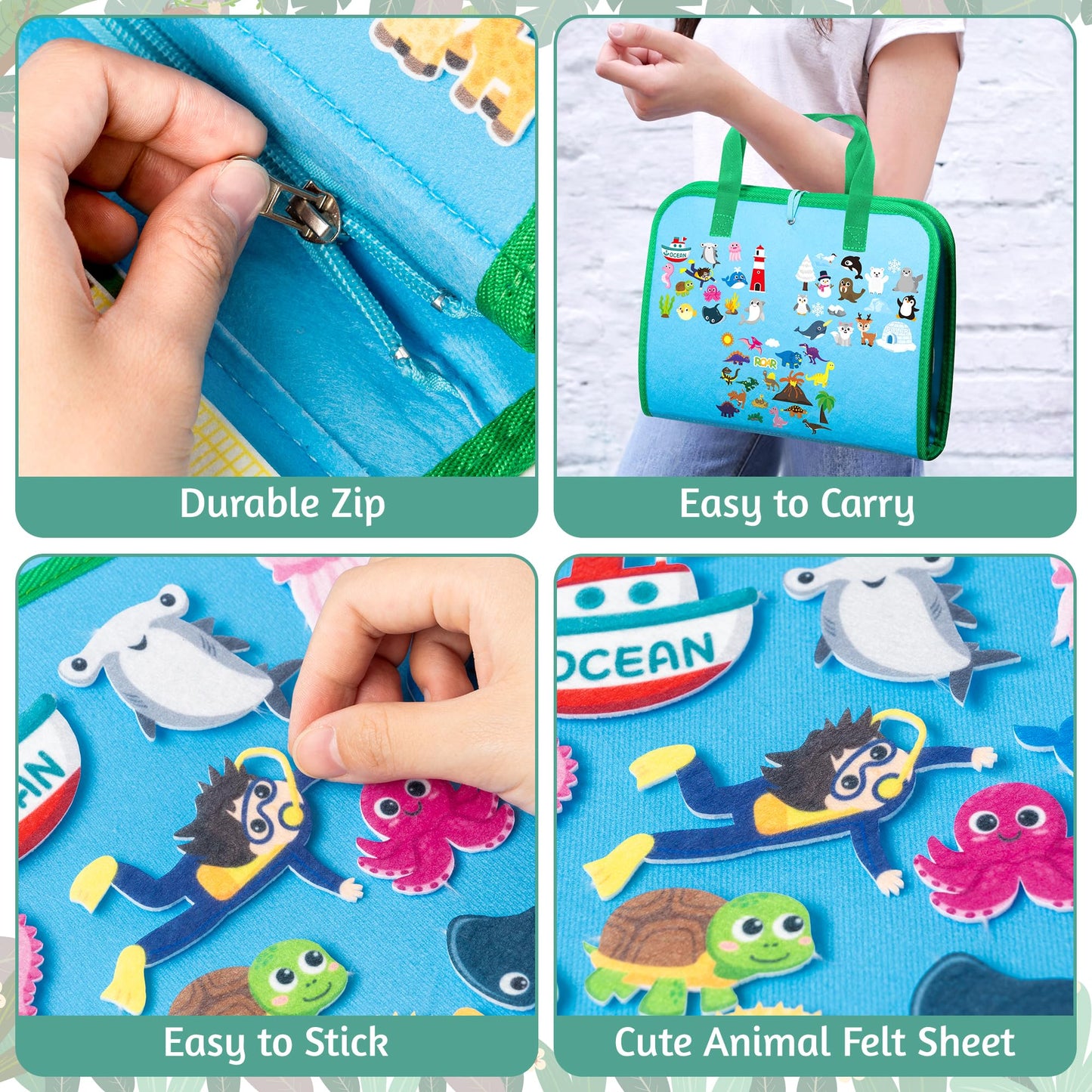 WATINC Farm Animals Felt Board Stories Set - 6 Pack Ocean Flannel Board for Kids, Portable Precut Figures Storytelling Learning Kit for Classroom School Toddlers Homeschool Activities (Animal)