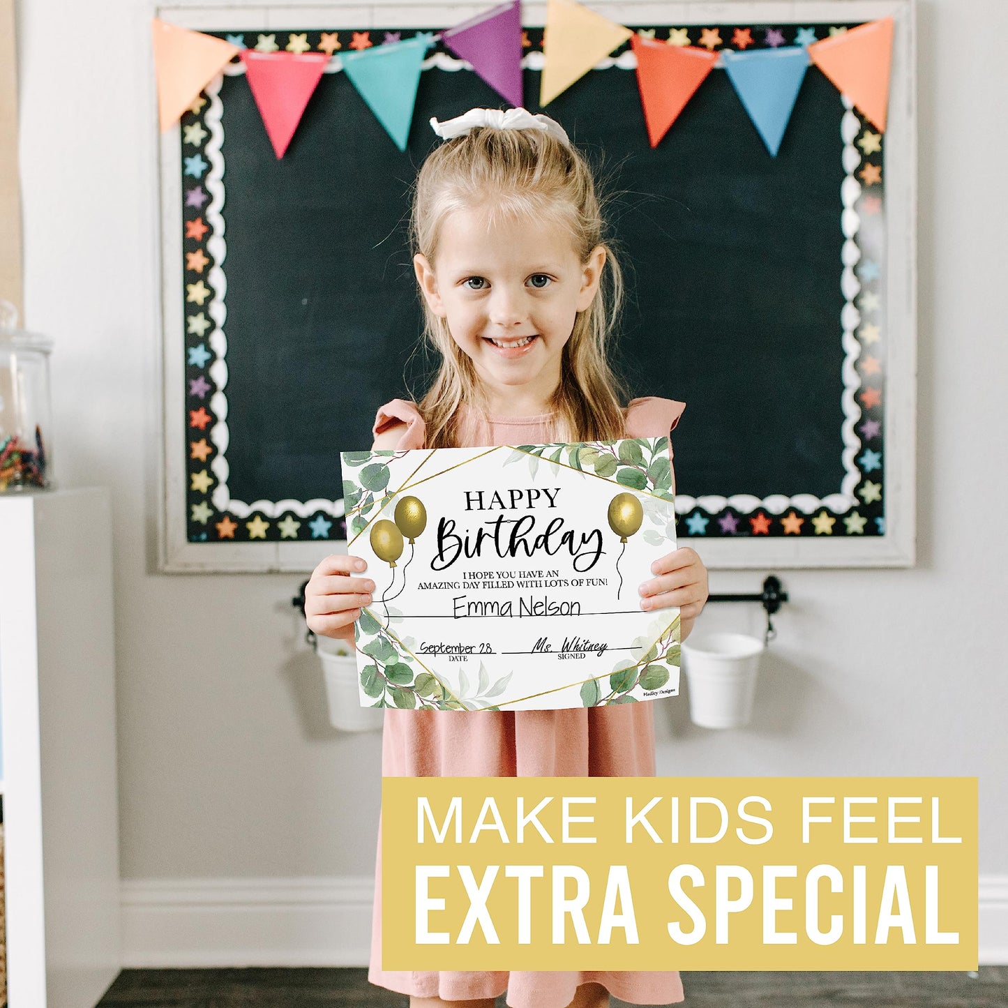 Happy Birthday Certificates for Students - 25 Student Birthday Certificates for Kids Classroom Must Haves, Teacher Supplies for Classroom Elementary, Greenery Teacher Essentials