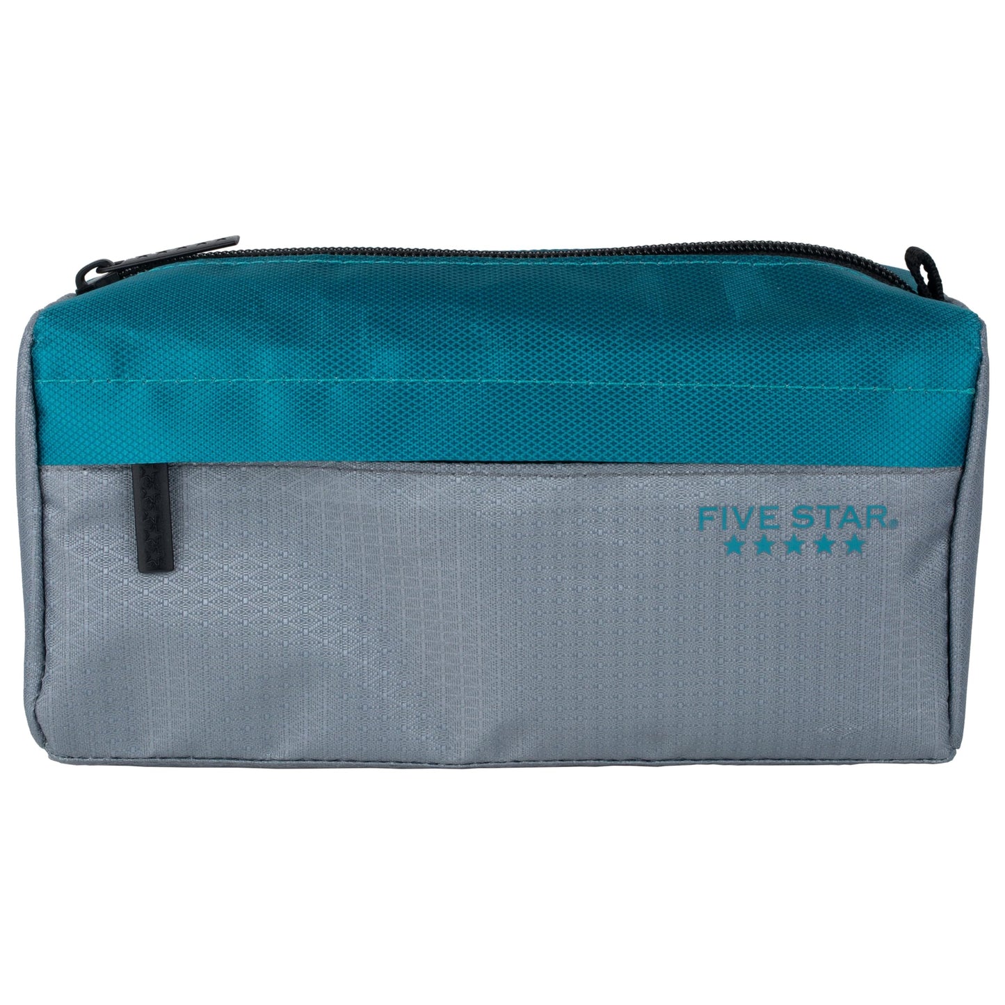 Five Star Pencil Pouch 9-Pocket Zipper Storage Organizer Case for Office Supplies Earbuds Chargers Cables Makeup, Grey/Teal (505600D)