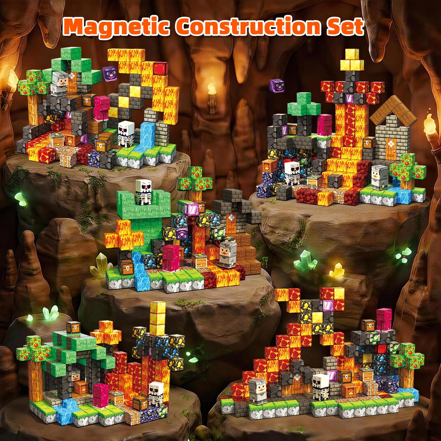 200PCS Magnetic Blocks, Magnetic Building Cube Set for Kids Ages 3+, Constructions STEM Stacking Tiles Toy Building Birthday Gifts for Boys Girls