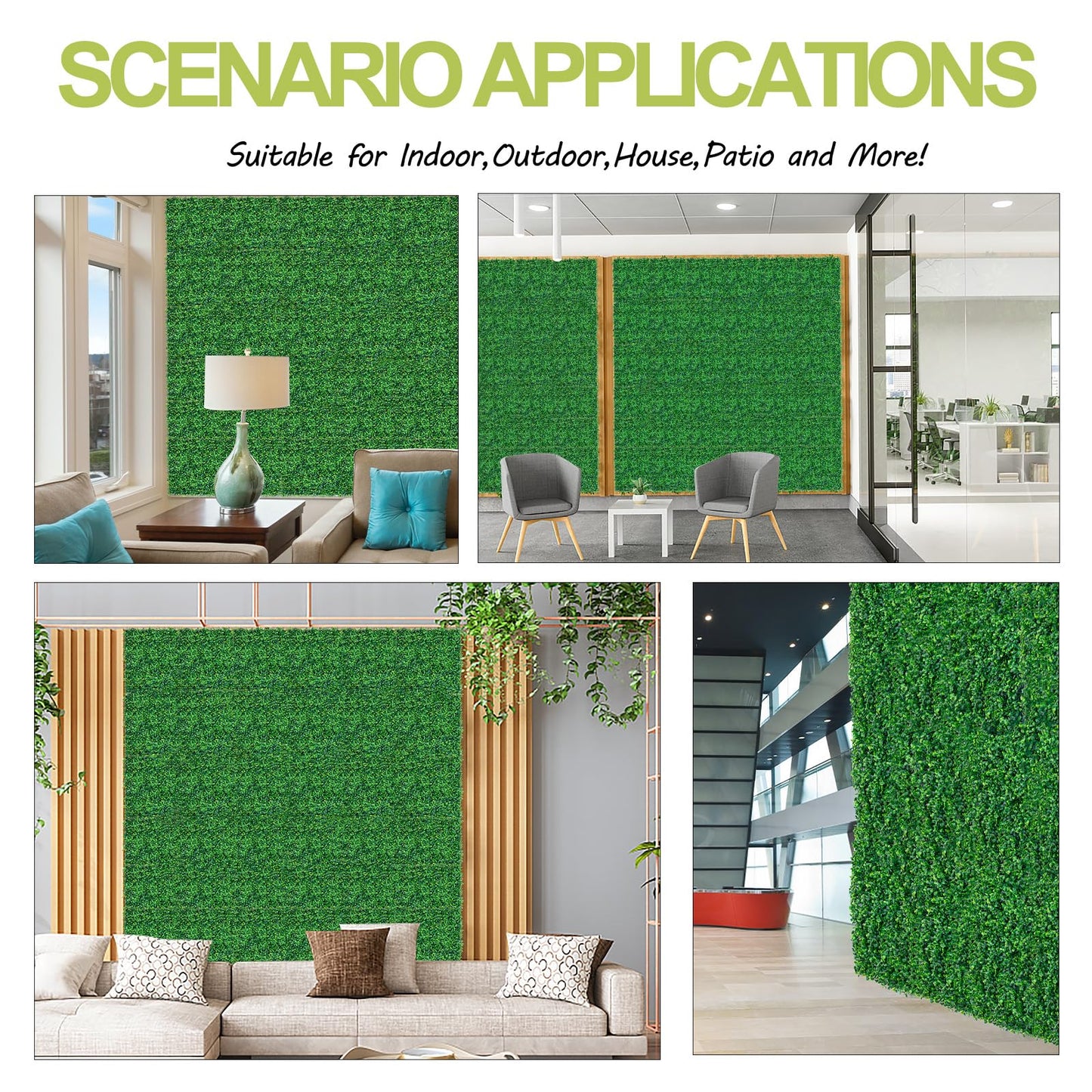 AOKIE 10"X10" Artificial Grass Wall, 12Pcs Boxwood Hedge Wall Panels UV-Anti Grass Backdrop Wall Decor, Greenery Privacy Hedge Screen for Indoor Outdoor Patio Balcony, Party Garden Fence Decor