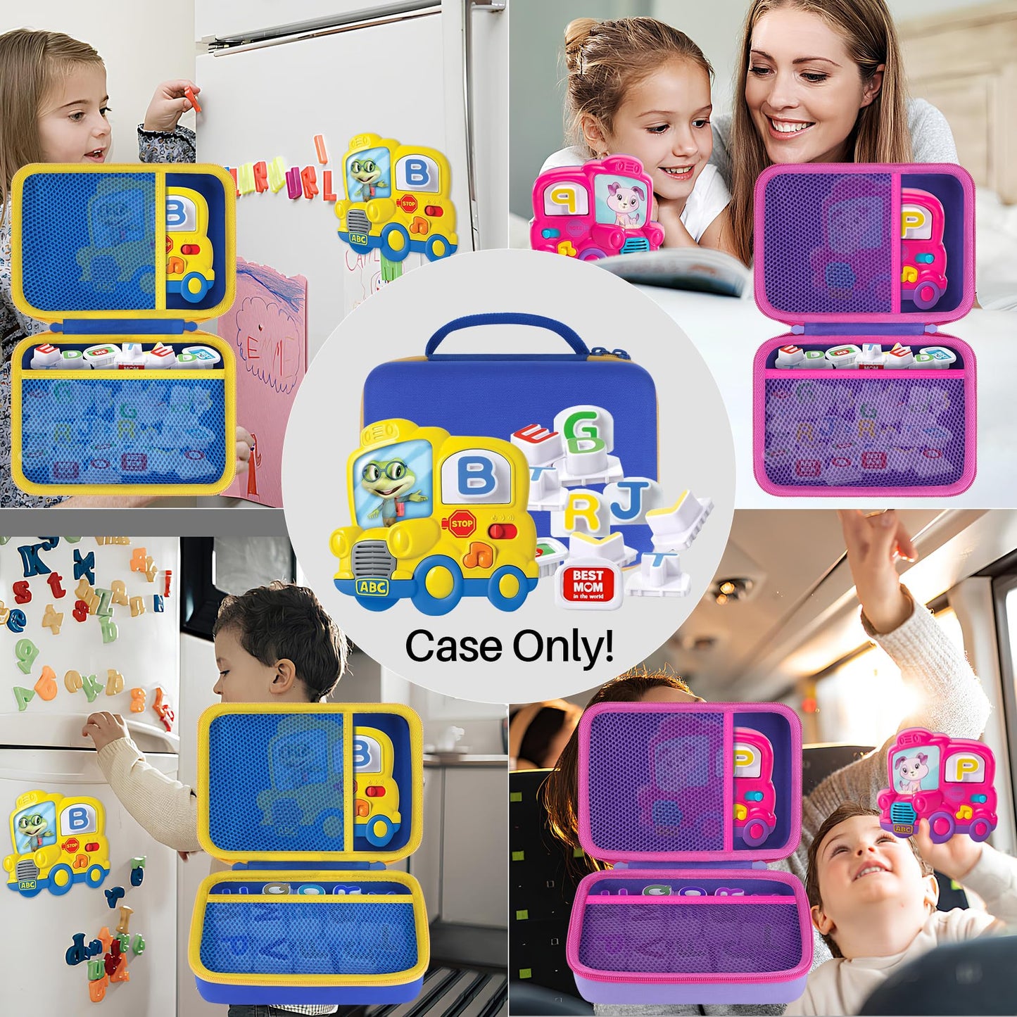Lebakort Storage Case Compatible with LeapFrog Fridge Phonics Magnetic Letter Set (Sky Blue+Yellow Case)
