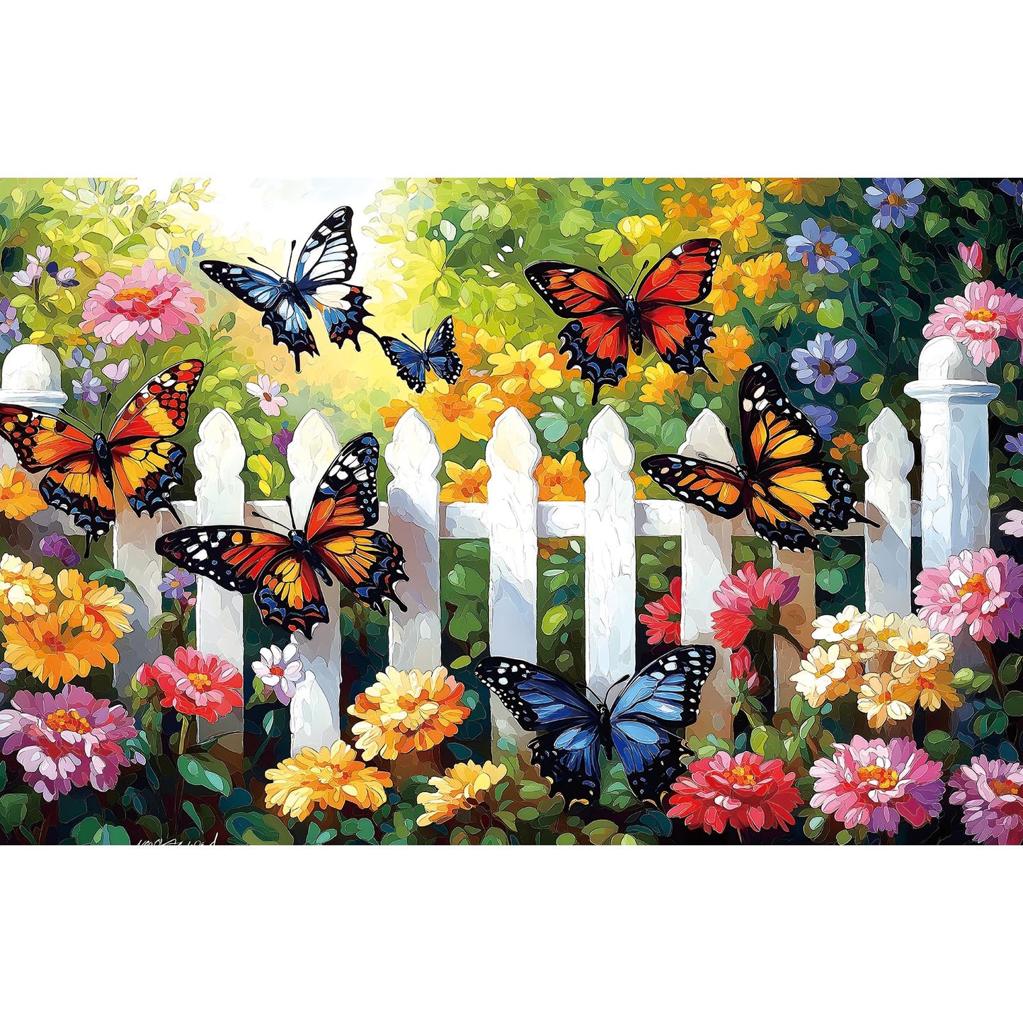 MINIWAN 500 Piece Puzzles for Adults - Vibrant Butterfly Garden Jigsaw Puzzle, 23x15 Inches with Unique Irregular Shaped Pieces for Relaxation & Home Wall Decor