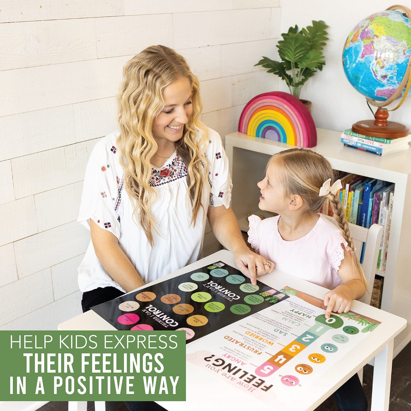 Hadley Designs Feelings Chart for Classroom Must Haves - Emotions Chart for Toddler Calm Down Corner Supplies, Feelings Wheel, Mental Health & Social Emotional Learning Posters, Cactus Classroom Decor