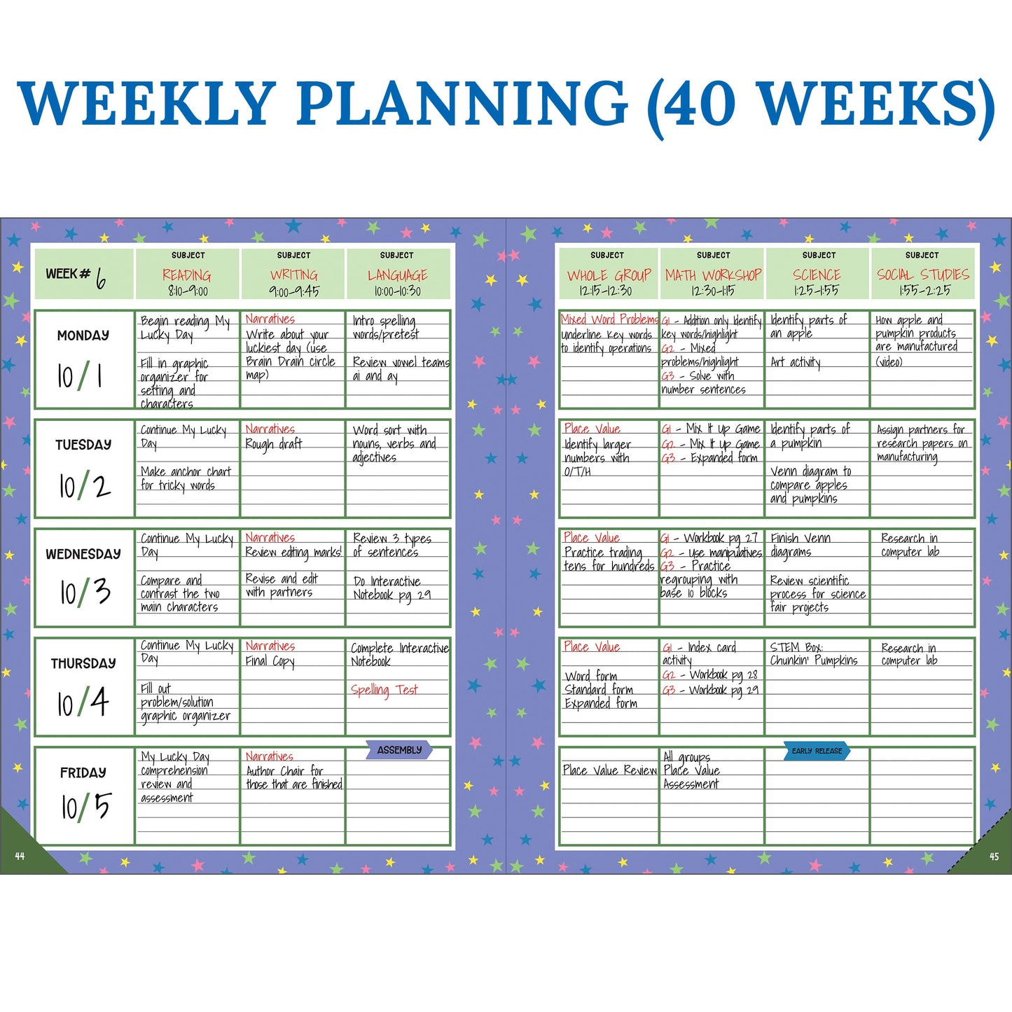 Carson Dellosa Education Fairy Tale Forest Teacher Planner, Undated 8"x11" Lesson Plan Book With Stickers, Class Schedule, Weekly Calendar, Classroom Must Haves, Homeschool Essentials, School Supplies