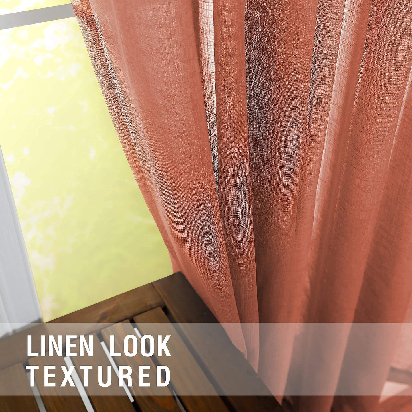 KOUFALL Rustic Curtains for Cabin Living Room 63 Inch Length 2 Panels Set,Farmhouse Sheer Boho Western Curtains for Bedroom 63 Inches Long,Terra Cotta Terracotta Rust Copper Orange