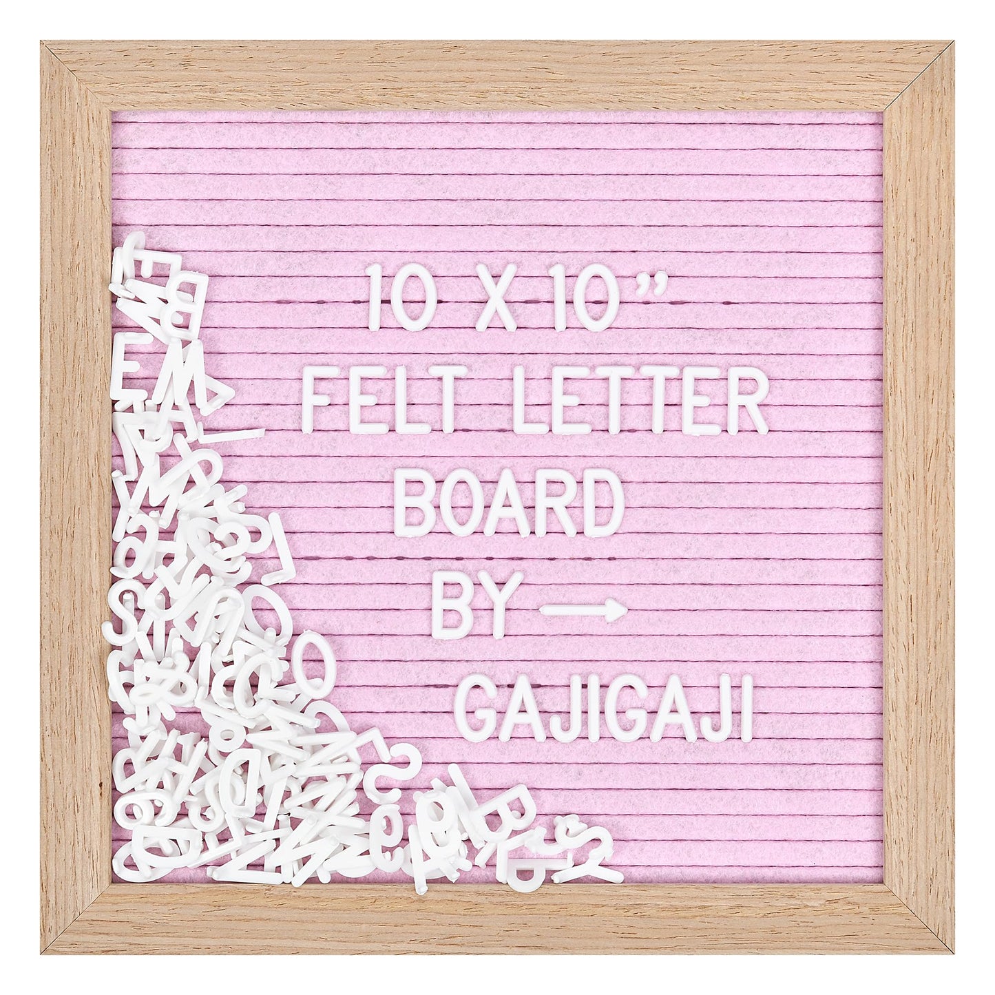 Felt Letter Board with 294 Letters, Numbers, Symbols - 10x10 inch Changeable Message Board with Wooden Frame Wall Mount (Pink)