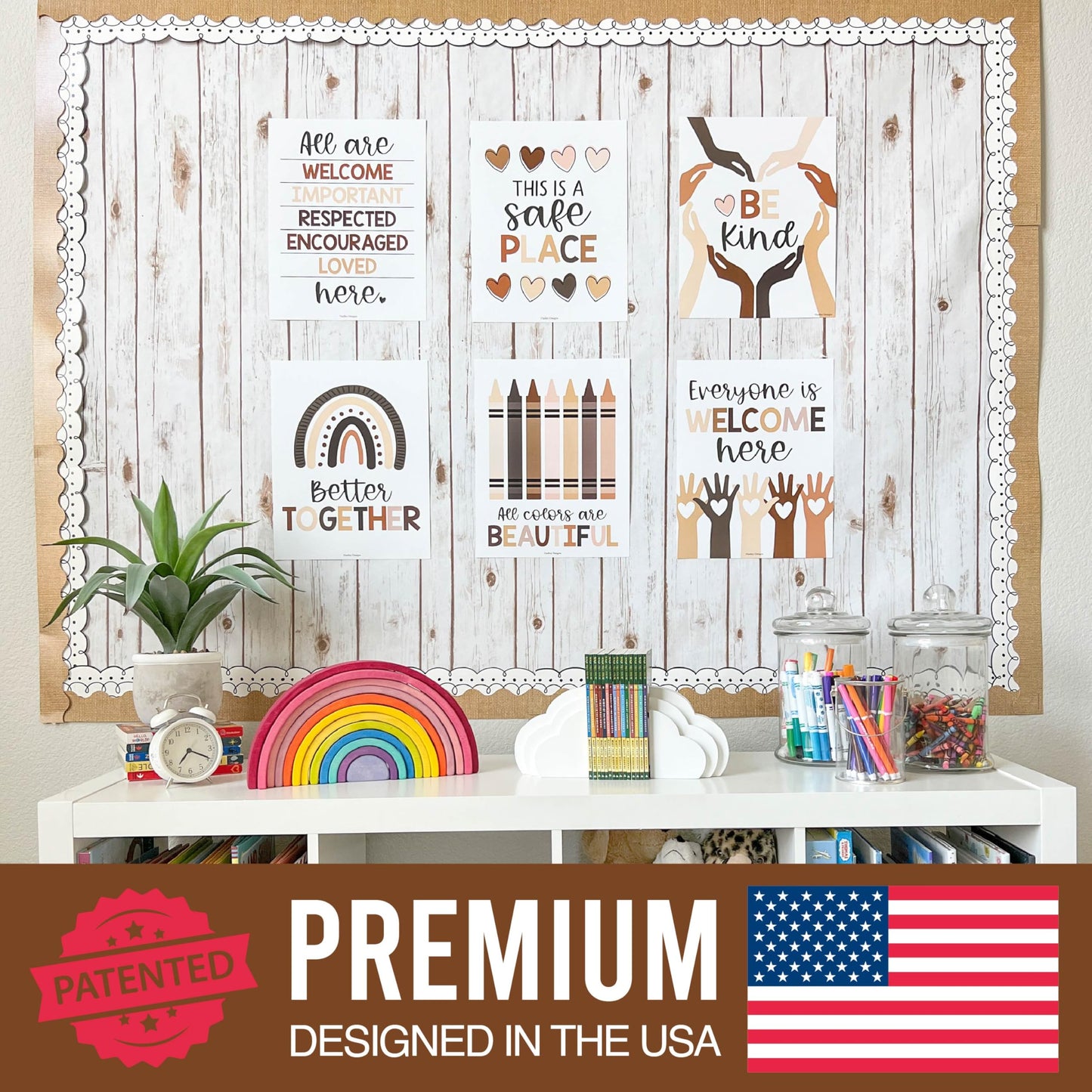 Hadley Designs Diversity Posters For Classroom Elementary –6 Inclusive Everyone Is Welcome Classroom Decor, Safe Space Sign Preschool Kindness Posters For Classrooms, Neutral Multicultural Poster