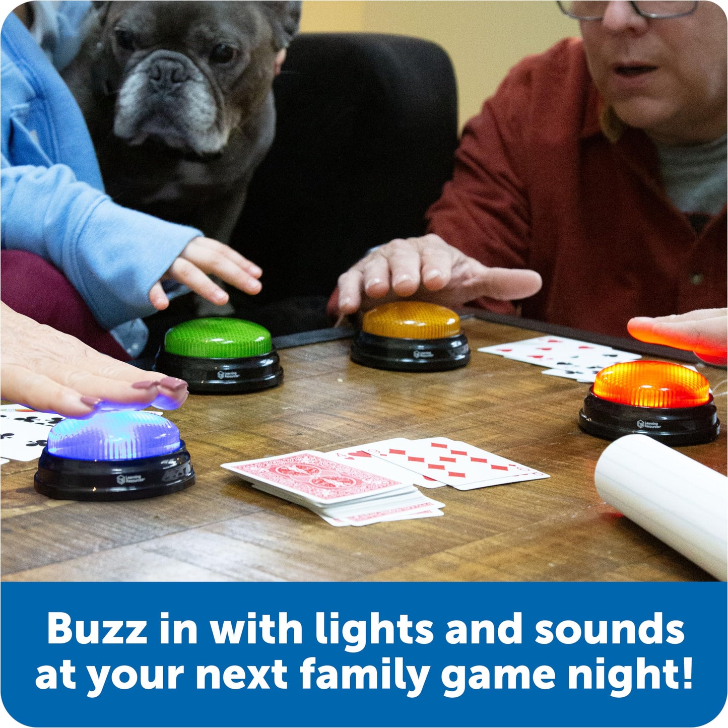 Learning Resources Lights and Sounds Buzzers - Classroom Must Haves Supplies, Kids Toys, Sound Effect Button, Family Game Shows For Trivia, Participation Tools Boys and Girls Birthday Gifts