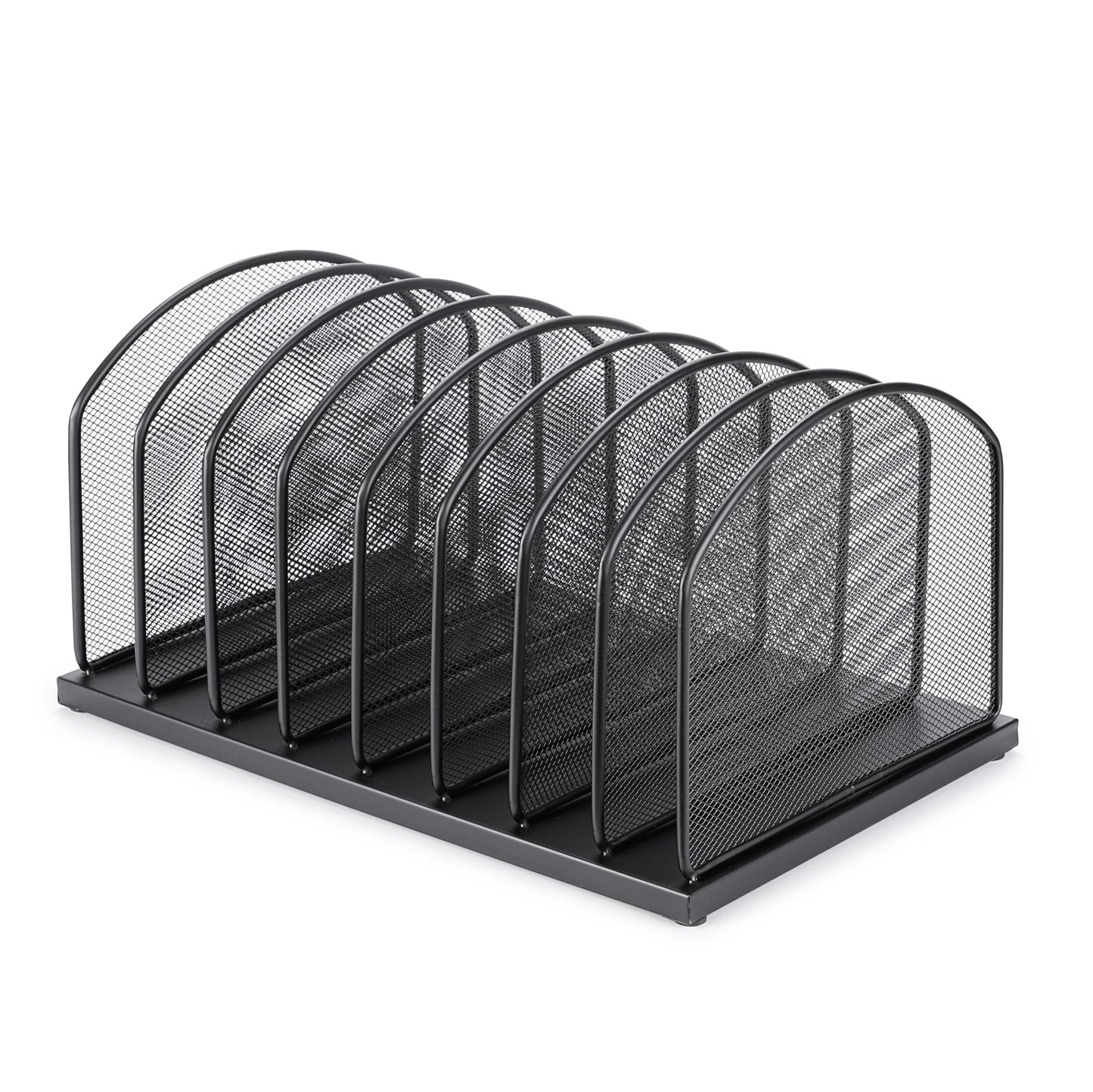 Huron 8-Slot Vertical File Binder Organizer Storage, Black Steel Mesh