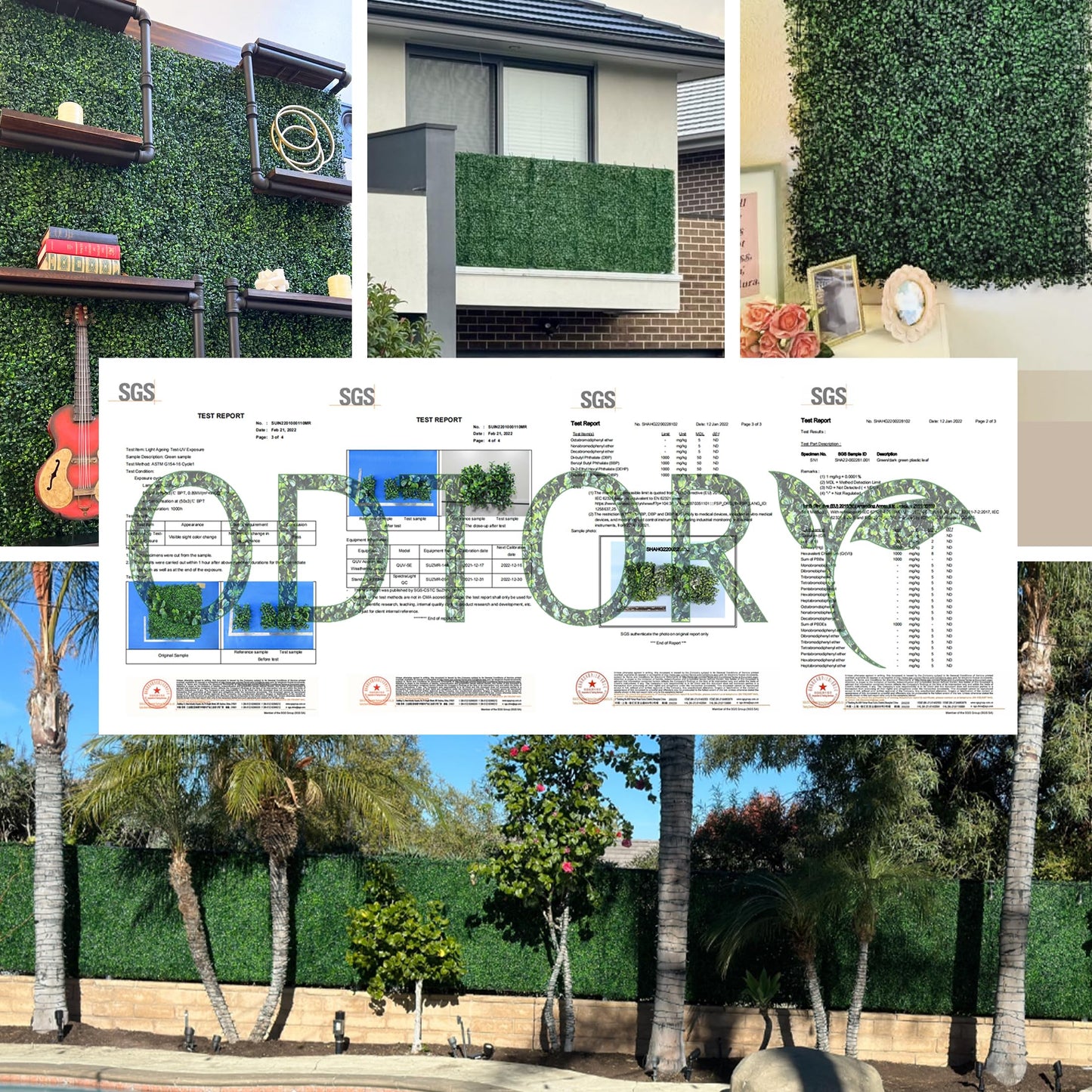 ODTORY Artificial Grass Wall Panels, 24 x 16 in 24P (64 sqft) UV-Resistant Faux Boxwood Vine Privacy Screen, Greenery Fence Cover for Balcony, Backyard, Garden and Indoor Outdoor Home Decor