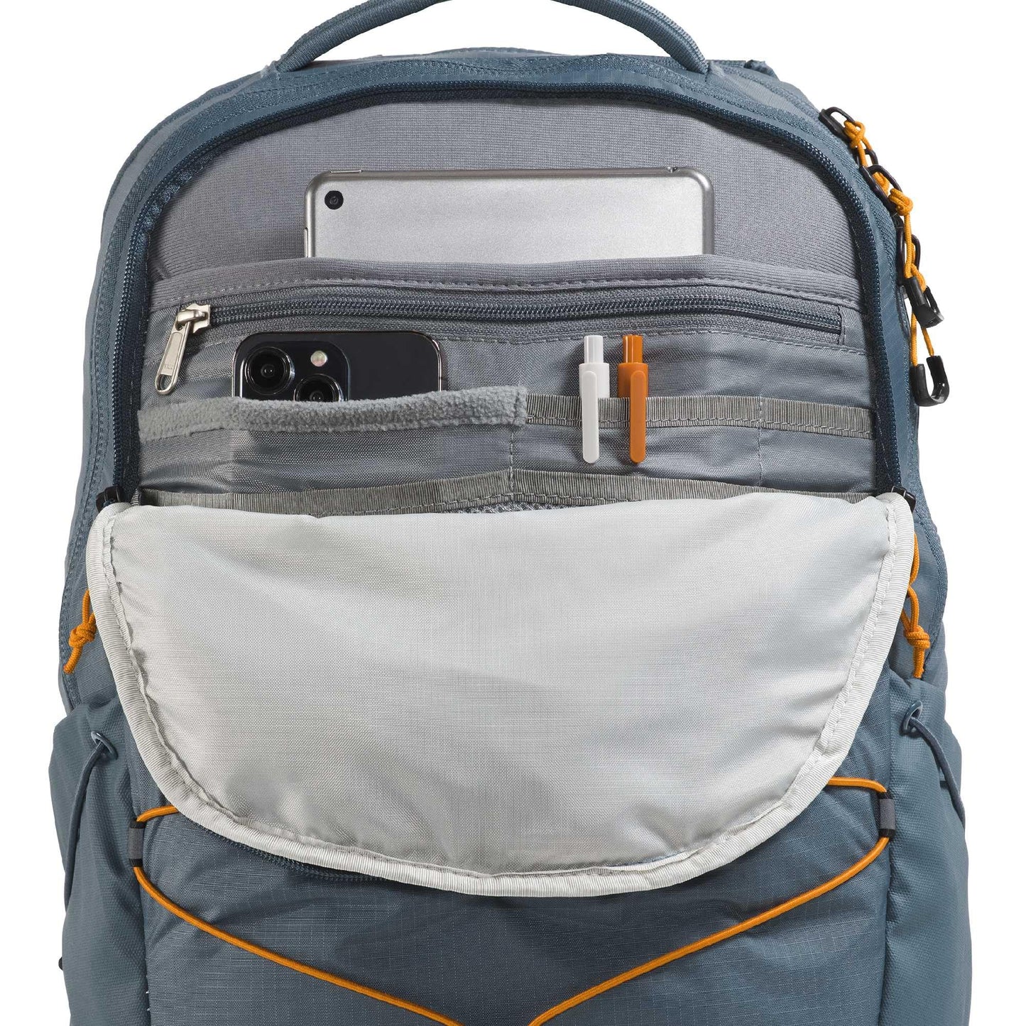The North Face Borealis Commuter Laptop Backpack - Water Repellent, Laptop Sleeve, Large Main Compartment, Granite Grey/Dust Orange, One Size