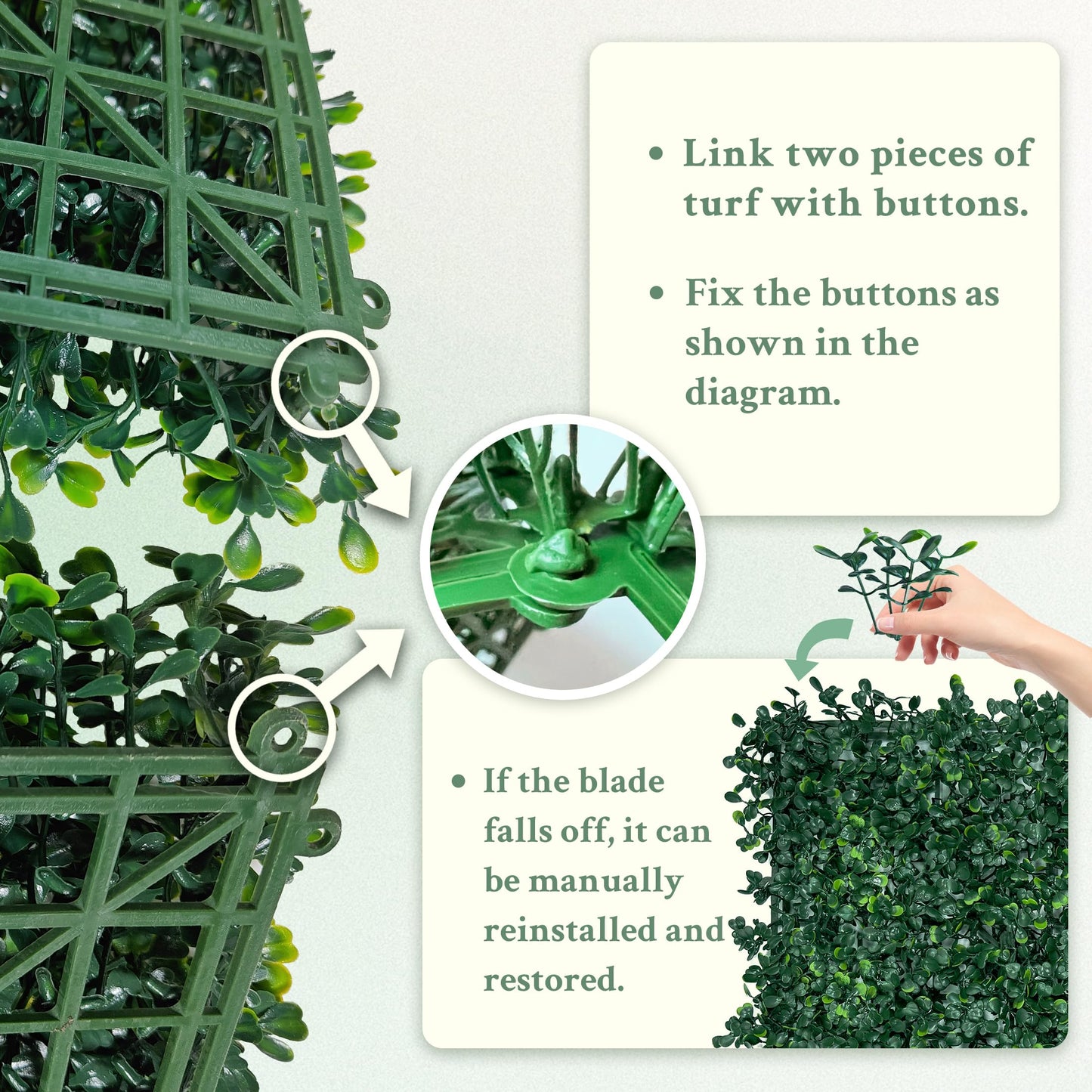 ODTORY Artificial Boxwood Wall Panels 20x20 inch 26Pcs, UV-Anti Faux Greenery Grass Hedge for Privacy Screen，Fake Ivy Plant Fence for Outdoor Garden, Backyard, Balcony, and Indoor Home Decoration