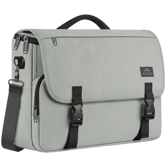 MATEIN School Bag, Bookbag for Teen, College Student Gifts, Mens Briefcase 15.6 inch Laptop Messenger Bag for men, Large Crossbody Satchel Computer Work Office Case with Shoulder Strap, Grey