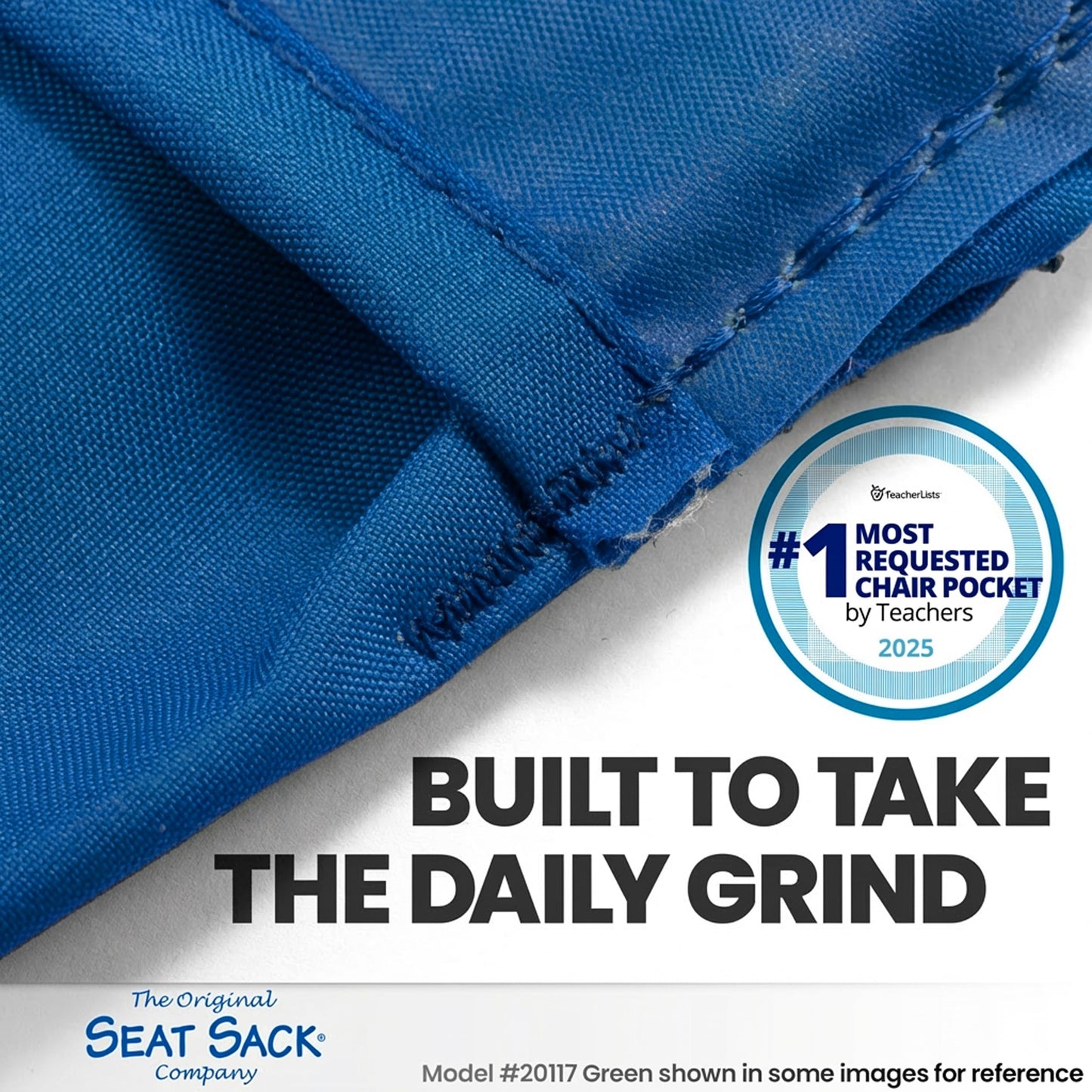 Seat Sack Student Chair Storage Pocket - 12", Classroom Chair Organizer for Student Desks, Durable Over-the-Chair Storage, Blue, 1-Pack