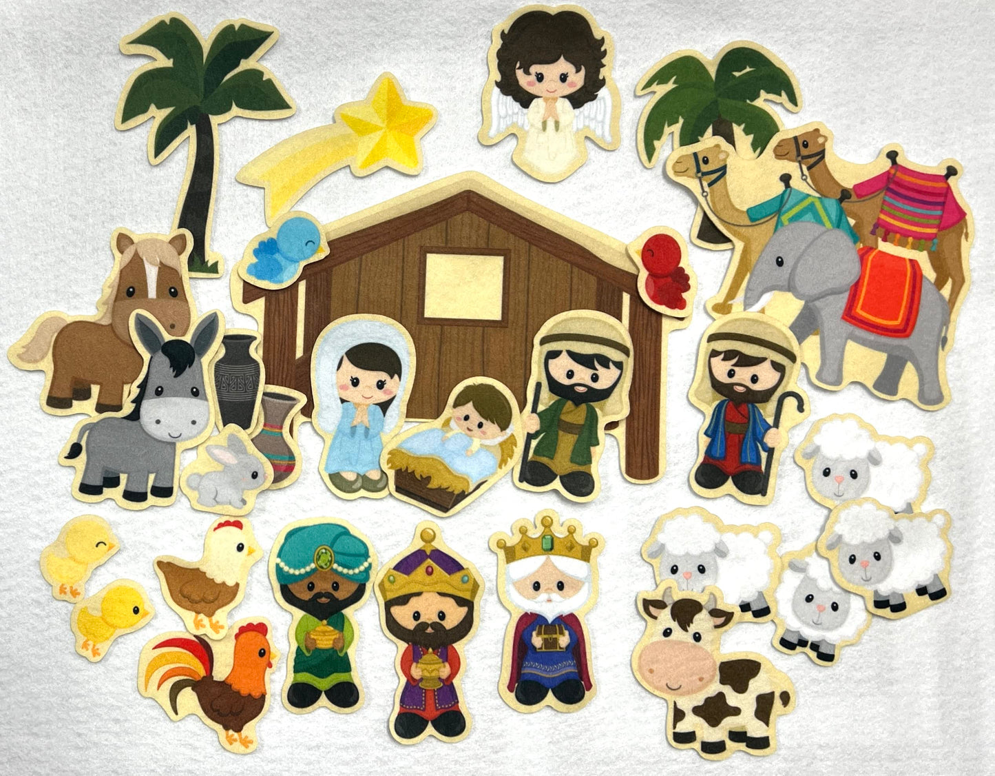 Story Time Felts Nativity Felt Board Figures Set Birth of Baby Jesus Christ Flannel Board 29 Pieces Bible (Figures only (no Background))