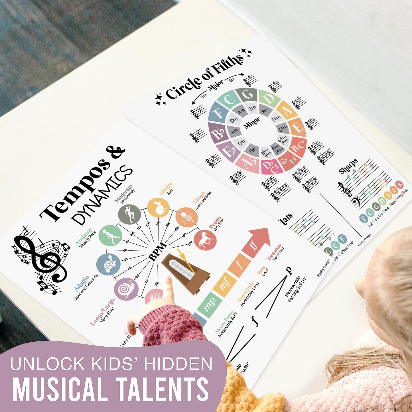 Hadley Designs 9 Music Classroom Posters – Boho Pastel Music Classroom Decor, Choir & Solfege Prints, Bulletin Board Decorations, Educational Supplies for Teachers