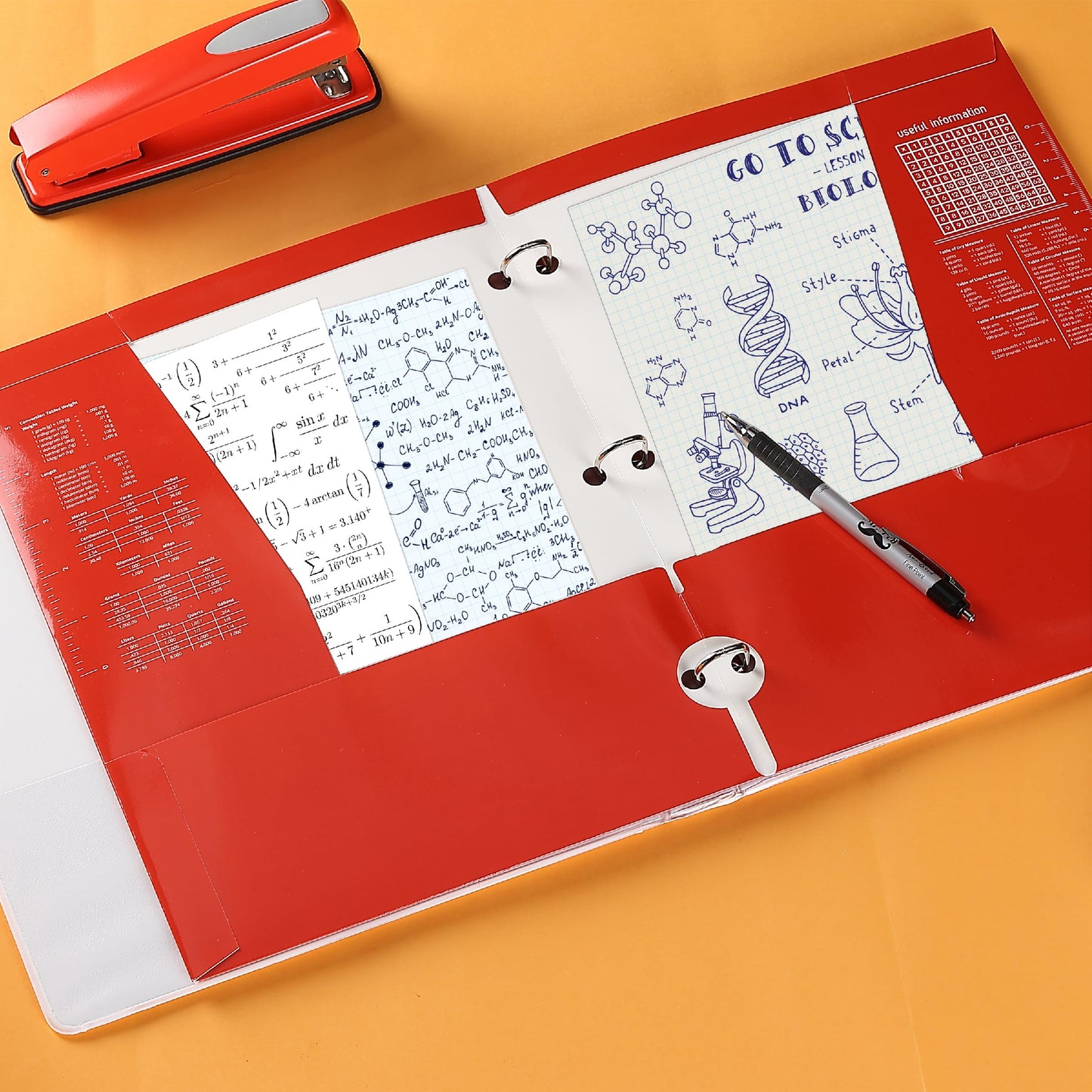 Mr. Pen- 4-Pocket Folders, 4 Pack, 12.5" x 9.5", Vibrant Colors, Tear-Resistant Paper Folders with Pockets 3 Holes Punched, High Capacity, Includes Rulers and Conversion Charts for Binder Organization