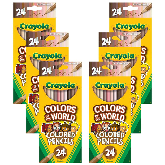 Crayola Colors of the World Bulk Colored Pencil Set - 6 Packs (24ct), Teacher Classroom Must Haves, Skin Tone Colored Pencils for Kids