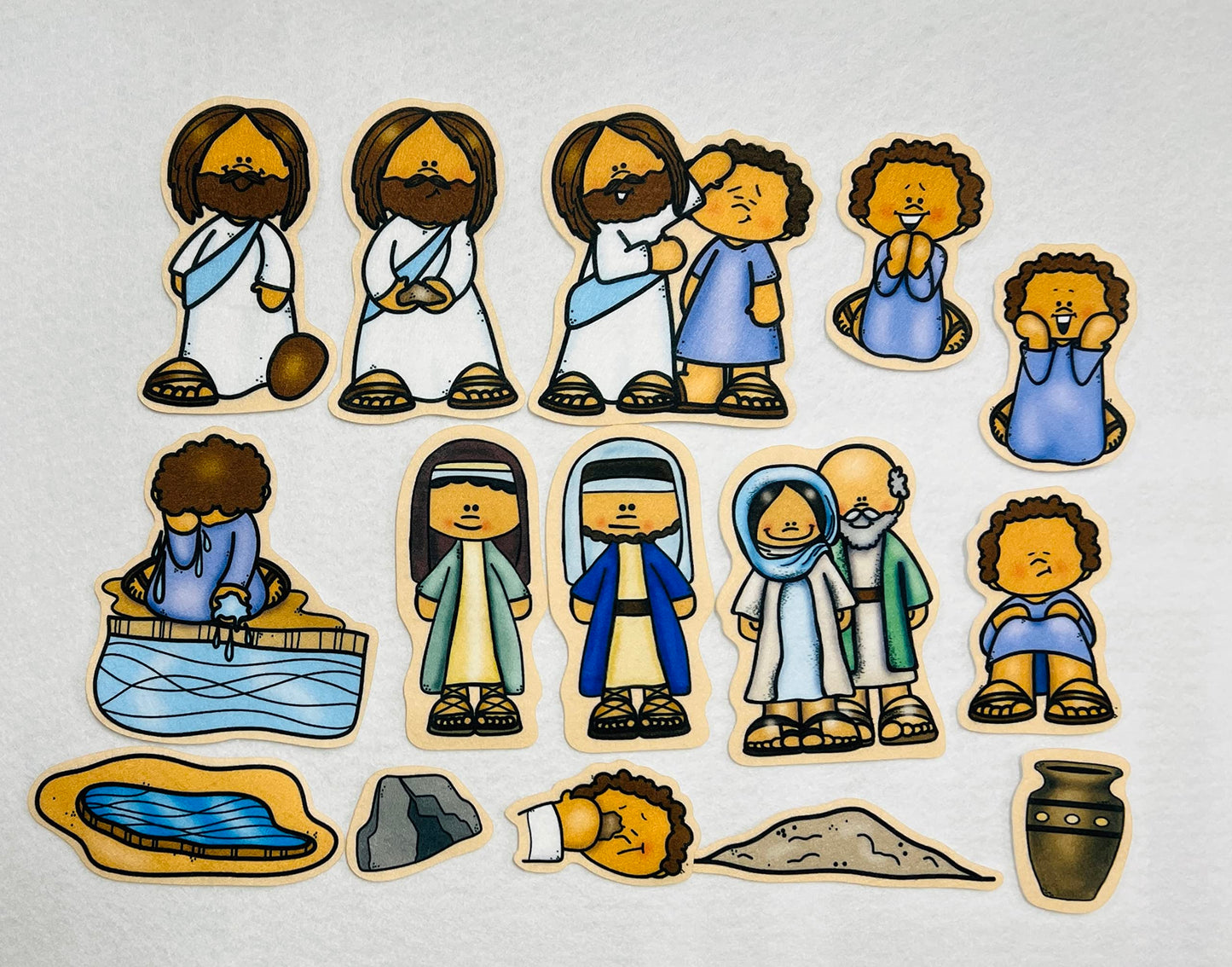 Story Time Felts Jesus Heals a Blind Man Felt Figures for Bible Flannel Board Stories Miracles