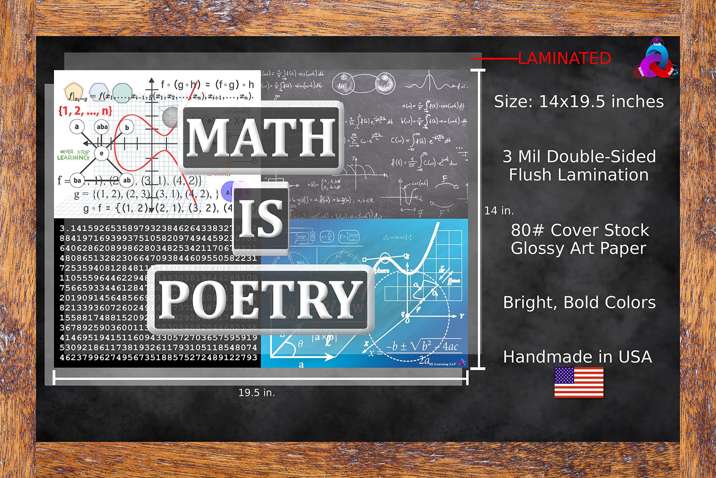 ‘Math Is Everywhere’ and ‘Math Is Poetry’ Posters - Laminated 14x19.5 - Educational Charts, Mathematics Classroom Posters and Decorations, Back to School Supplies, Learning Posters for Math and Science Classes, STEM and STEAM Posters