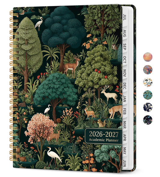 Planner 2026-2027, Academic Year Weekly and Monthly Calender Planner, from Jul 2026 - Jun 2027, Spiral Bound School Planning Book, Perfect for Teacher, Student, Women & Men, A4 (8.5" x 11"), Enchanted Grove