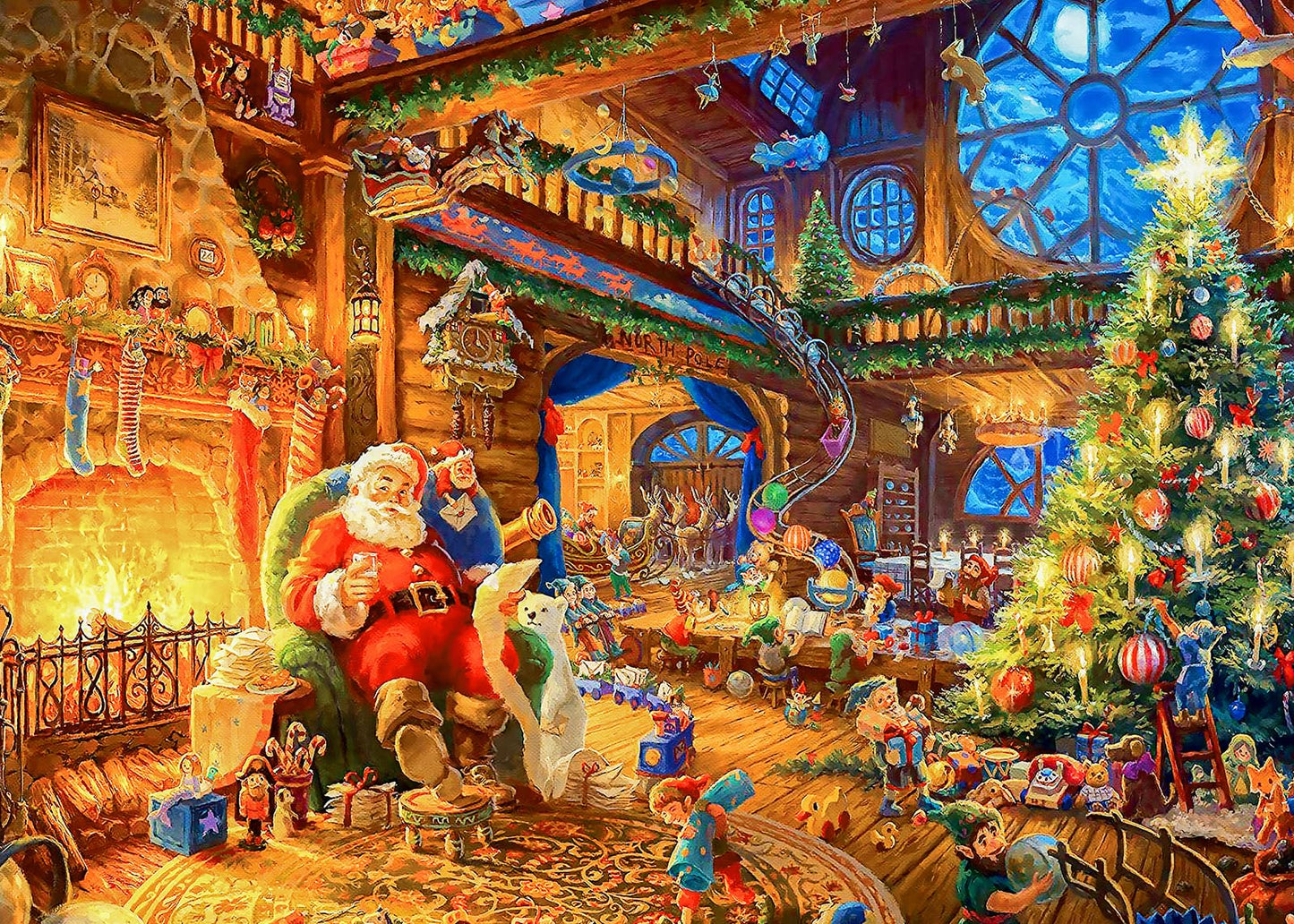 MBOQIU 1000 Piece Puzzle for Adults - Christmas Cabin Christmas Puzzle, Letters on Back, Santa Claus Christmas Vacation Jigsaw Puzzles, Challenging Puzzles for Teens Seniors - 27.6 x 19.7 inches