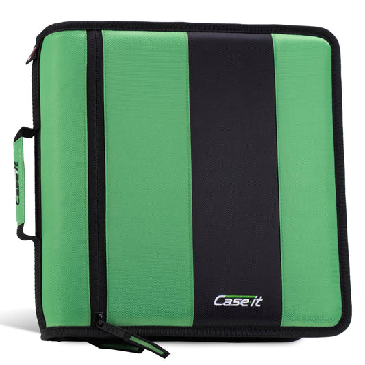 Case-it Classic Zipper Binder | 2-Inch O-Rings, 350 Sheet Capacity, Multiple Storage Pockets & Shoulder Strap | School & Office Organizer | D-251 Canopy Green