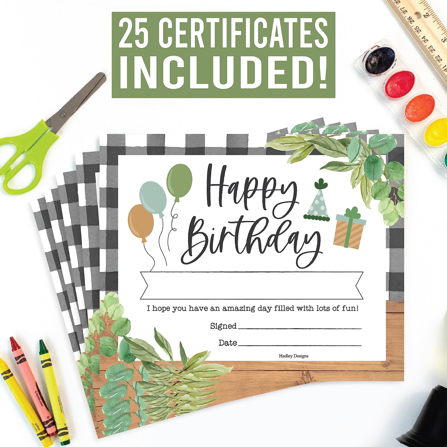 Happy Birthday Certificates for Students - 25 Student Birthday Certificates for Kids Classroom Must Haves, Teacher Supplies for Classroom Elementary, Farmhouse Teacher Essentials