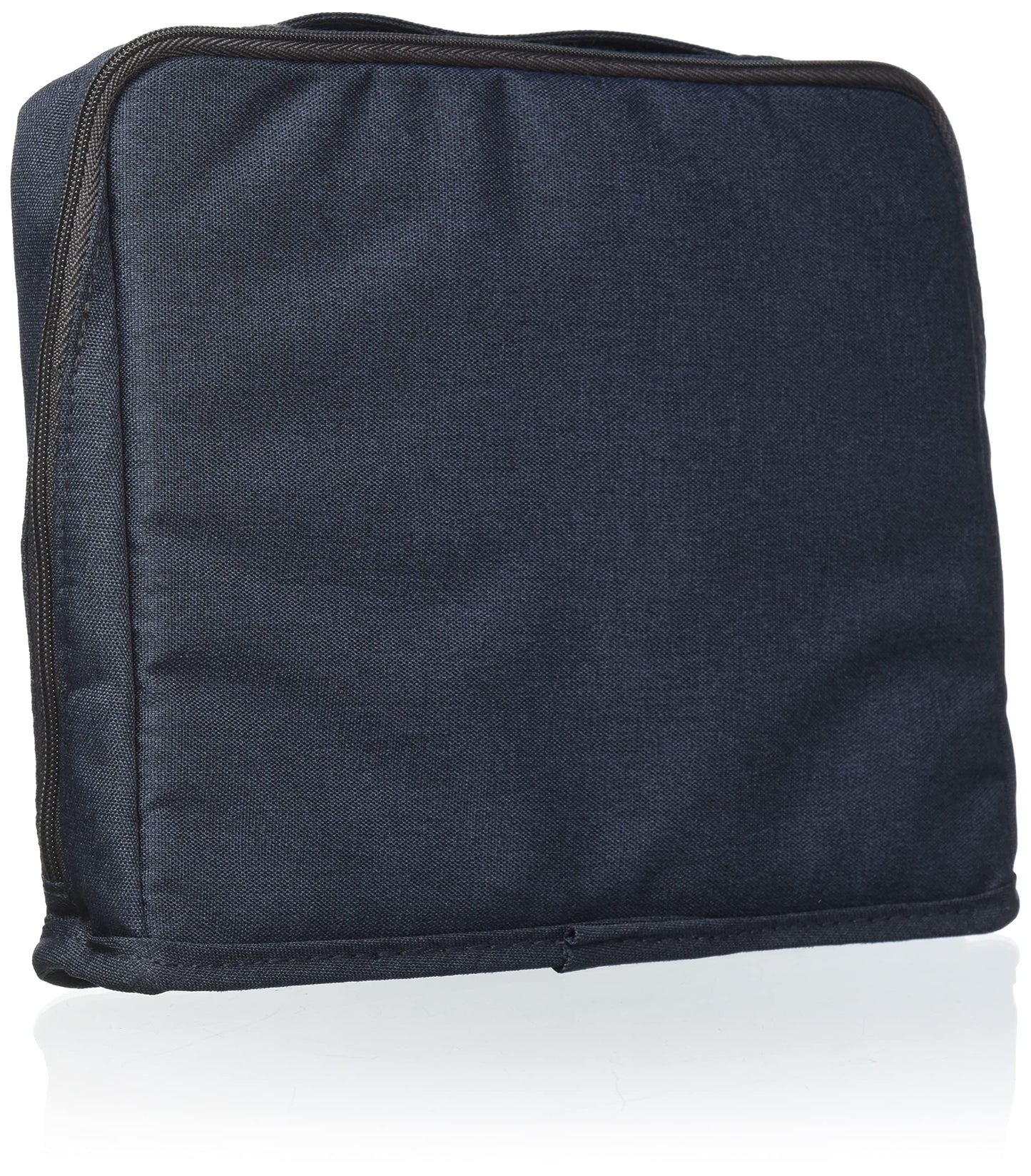 KOKUYO Pencil Case Pouch, Haco-Biz Standing Pen Pouch Bag, Foldable Stand up Pencil Holder Organizer, Large Capacity Portable Pencil Box for Office Supplies, Navy x Khaki (KAHA-HB11B)