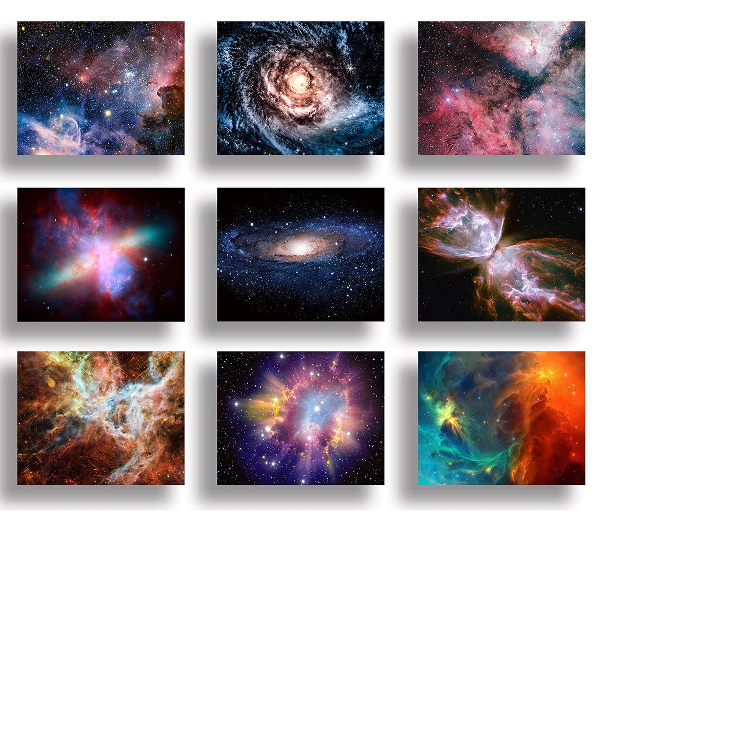 POUSREDE Universe Starry Sky Wall Art Outer Space Fantastic Nebula Galaxy Painting Pictures ，for Bedroom, Lvingroom, Bathroom Decor,Posters for Kids, Boys or Girls Room Set of 9 (8" x10") Unframed
