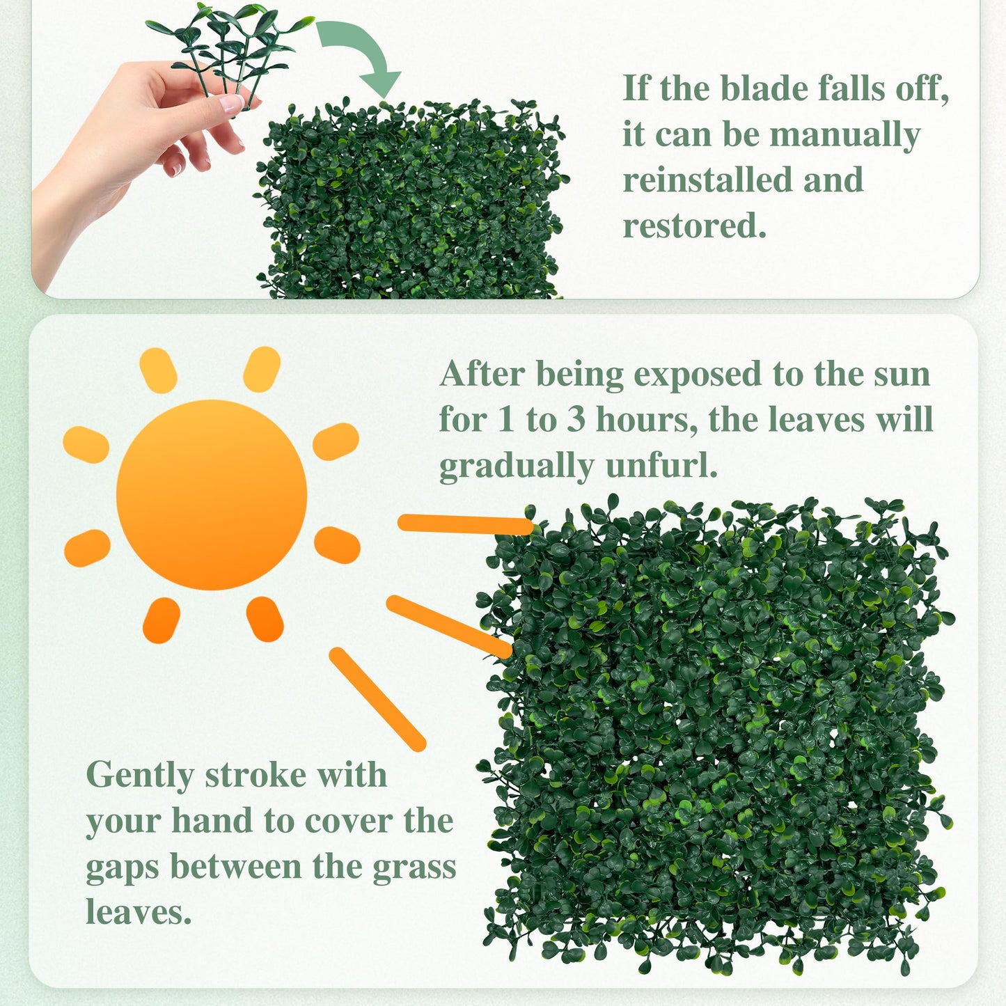 ODTORY Artificial Greenery Grass Wall Panel, 10x10 Inch 20-Pack (14 sqft), UV-Anti Fake Ivy Fence Privacy Screen Green Boxwood Covering for Indoor and Outdoor Home Wall Decor