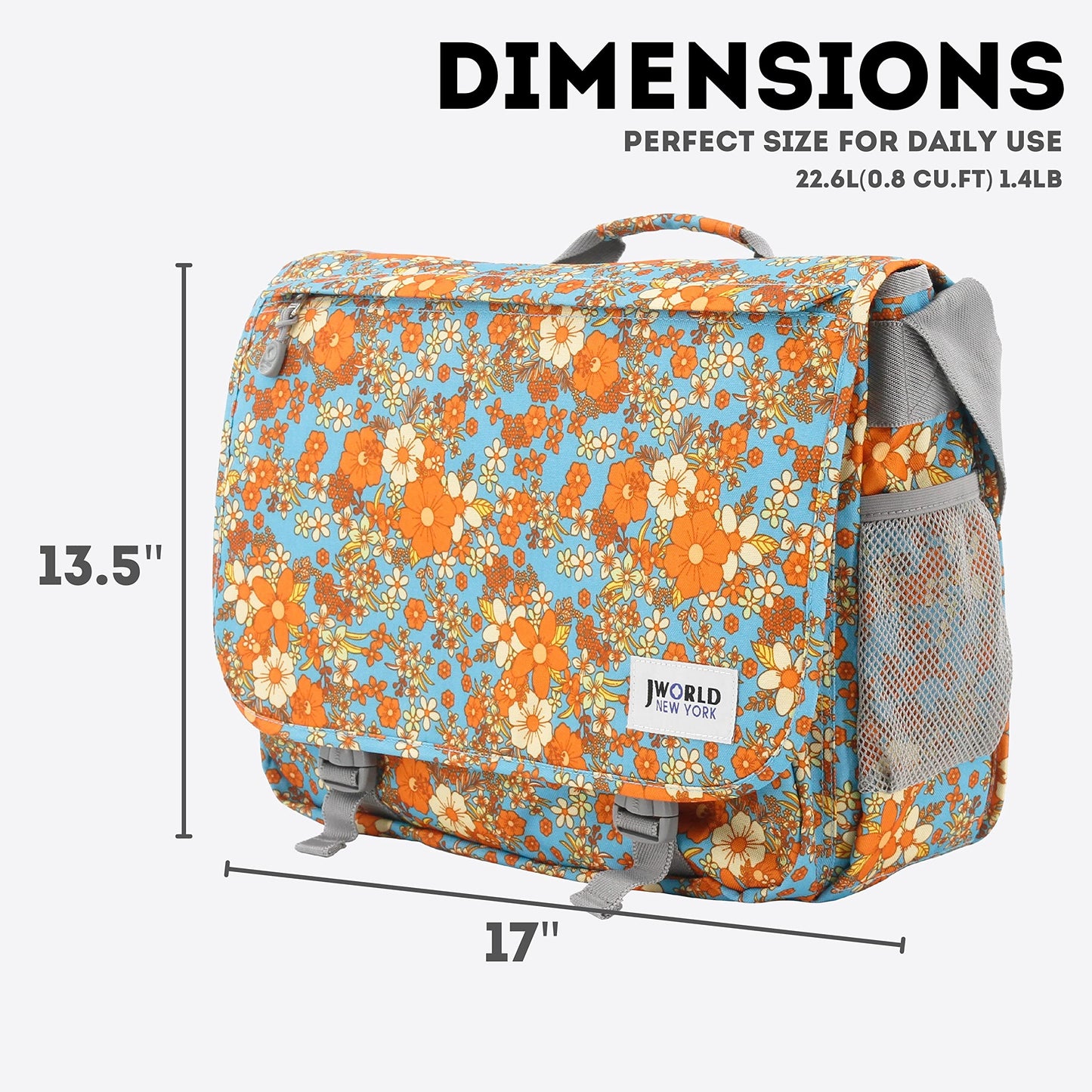 J World New York Thomas Laptop Messenger Bag for Women & Men. Girls Computer Bookbag, Retro Bloom