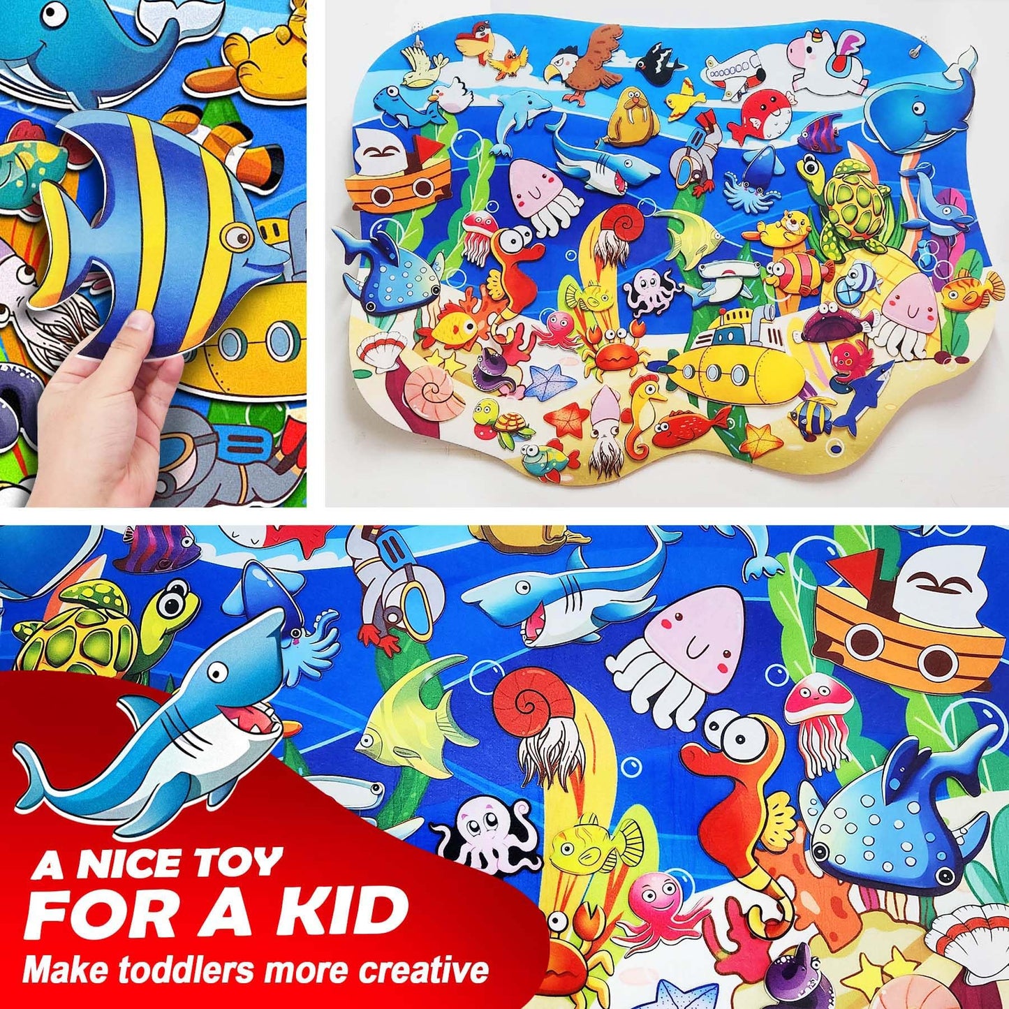 SKOLESK Felt Story Board Set Flannel Board 75 Pcs Preschool Learning Ocean Themed Toy Interactive Storytelling Teaching Play Activity Kits for Toddlers Kids