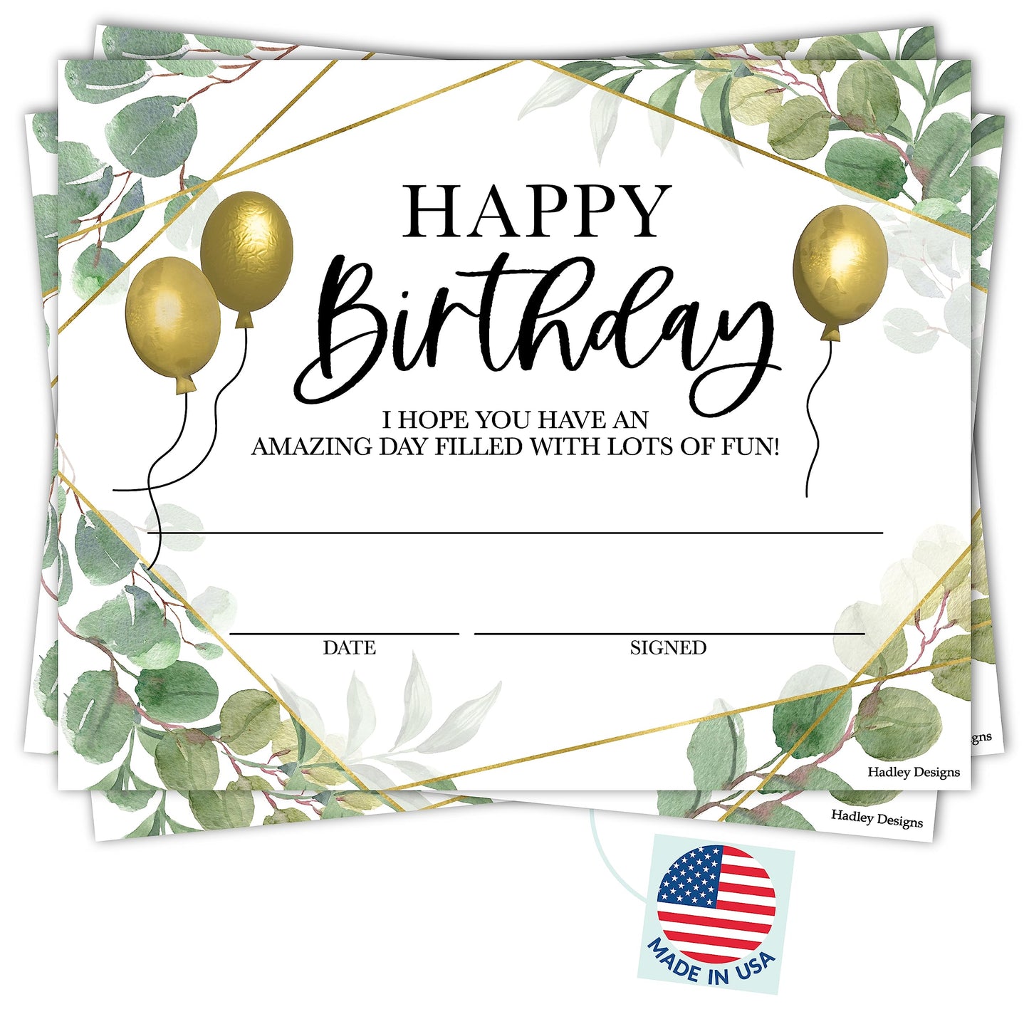 Happy Birthday Certificates for Students - 25 Student Birthday Certificates for Kids Classroom Must Haves, Teacher Supplies for Classroom Elementary, Greenery Teacher Essentials