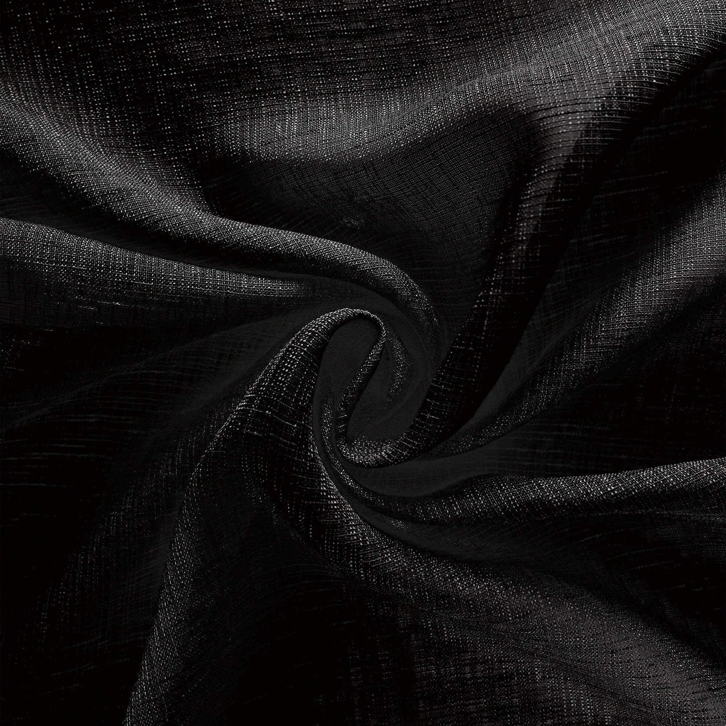 KOUFALL Black Curtains 96 Inches Long for Office,Light Filtering Linen Sheer Curtains for Living Room 96 Inch Length