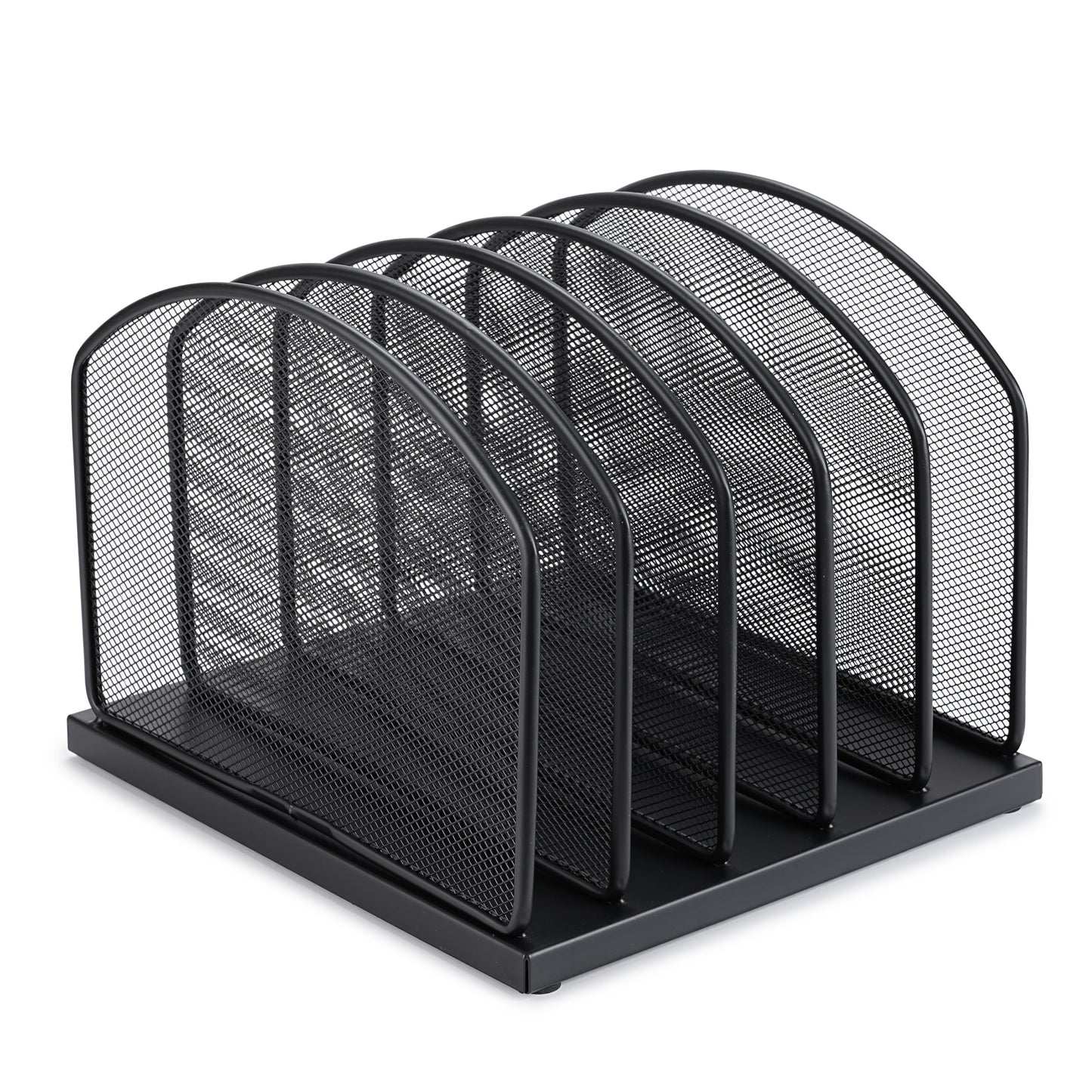 Huron 5-Slot Vertical File Binder Organizer Storage, Black Steel Mesh