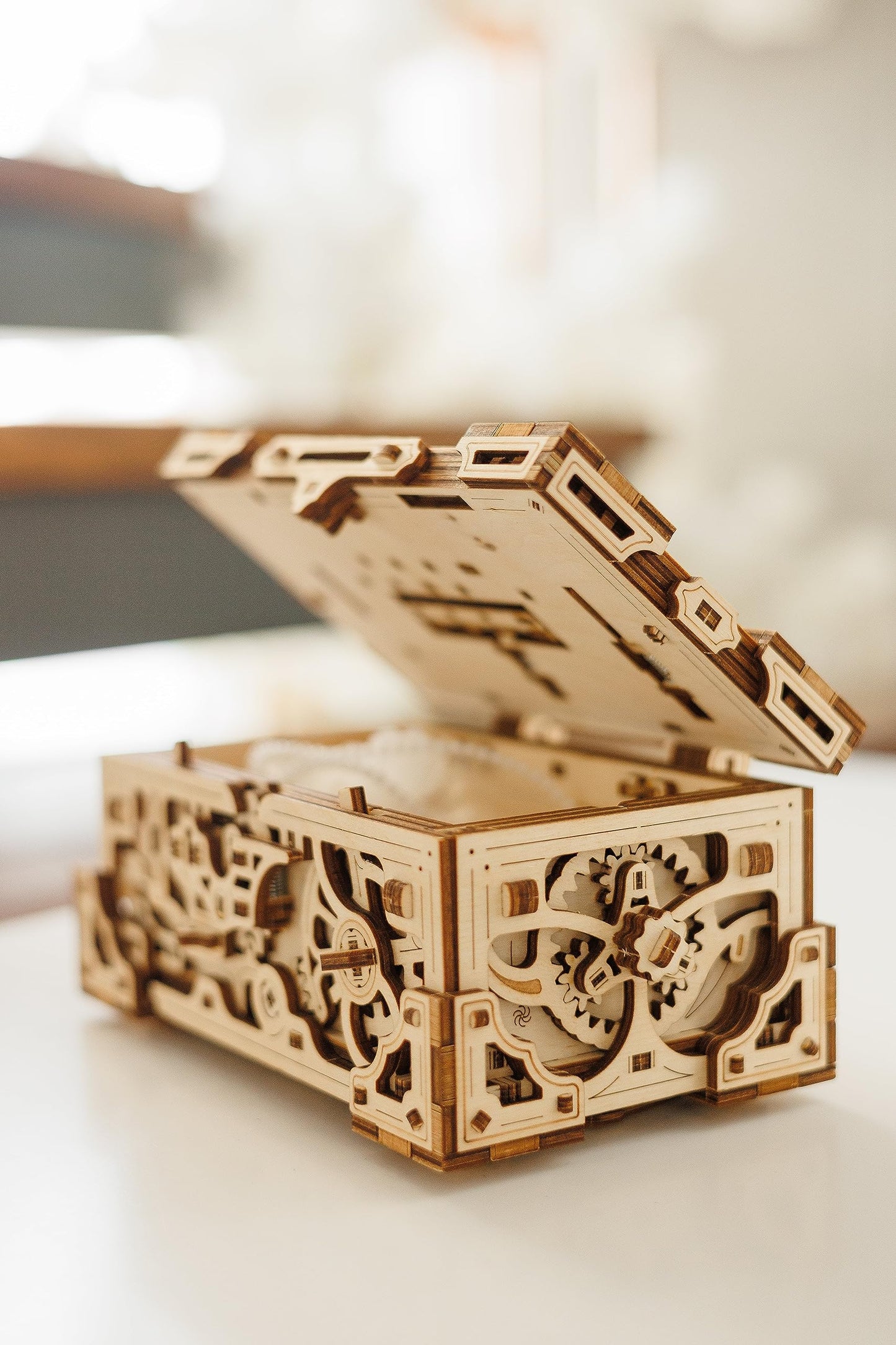 Wood Trick Enigma Chest Lock Puzzle Box Wooden 3D Puzzles for Adults to Build - Engineering DIY Project Mechanical Model Kits for Adults Wooden Models