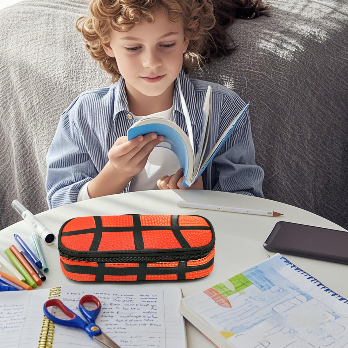 Droerfes Basketball Pencil Case Pencil Pouch Large Capacity Pen Bag School Office Organizer Stationery Storage Box For Girls Boys Teen Kids