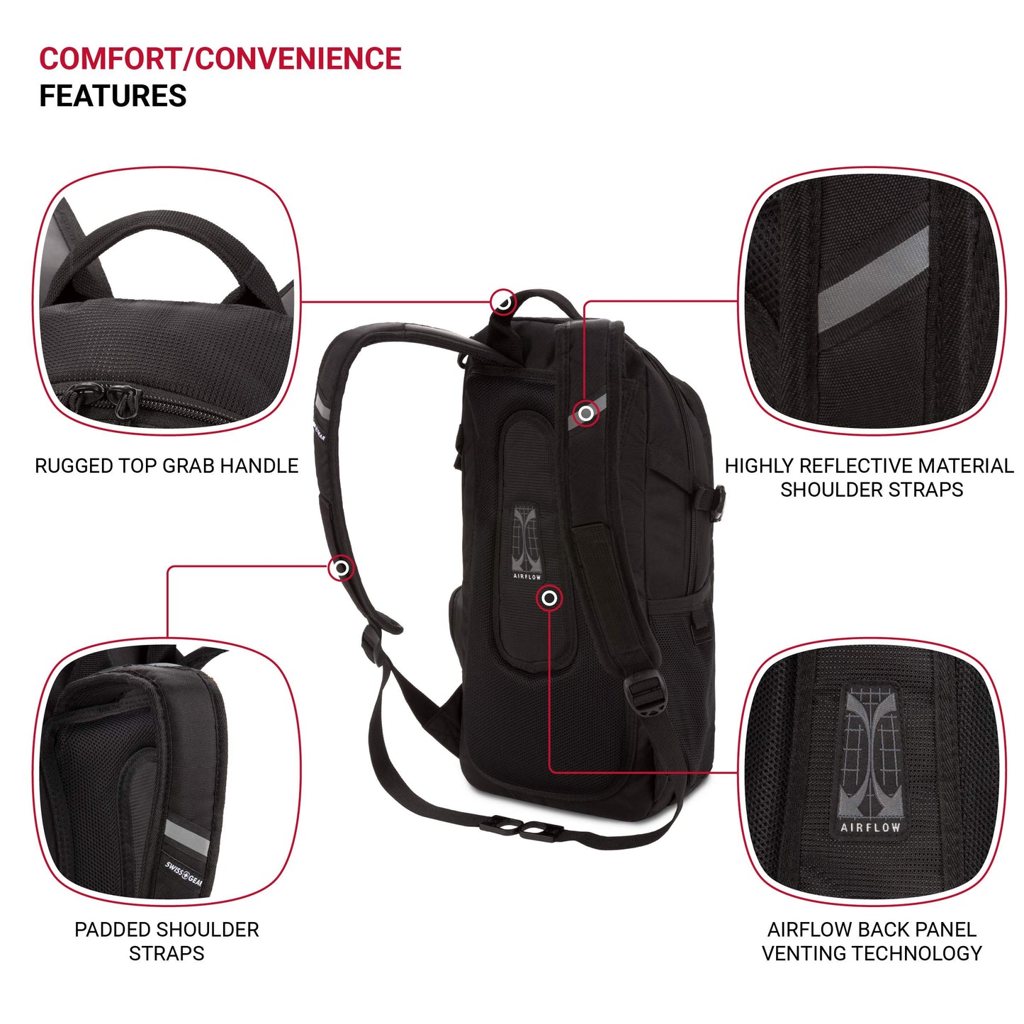 SwissGear 3598 Backpack, Narrow Daypack, Ideal for Commuting and College