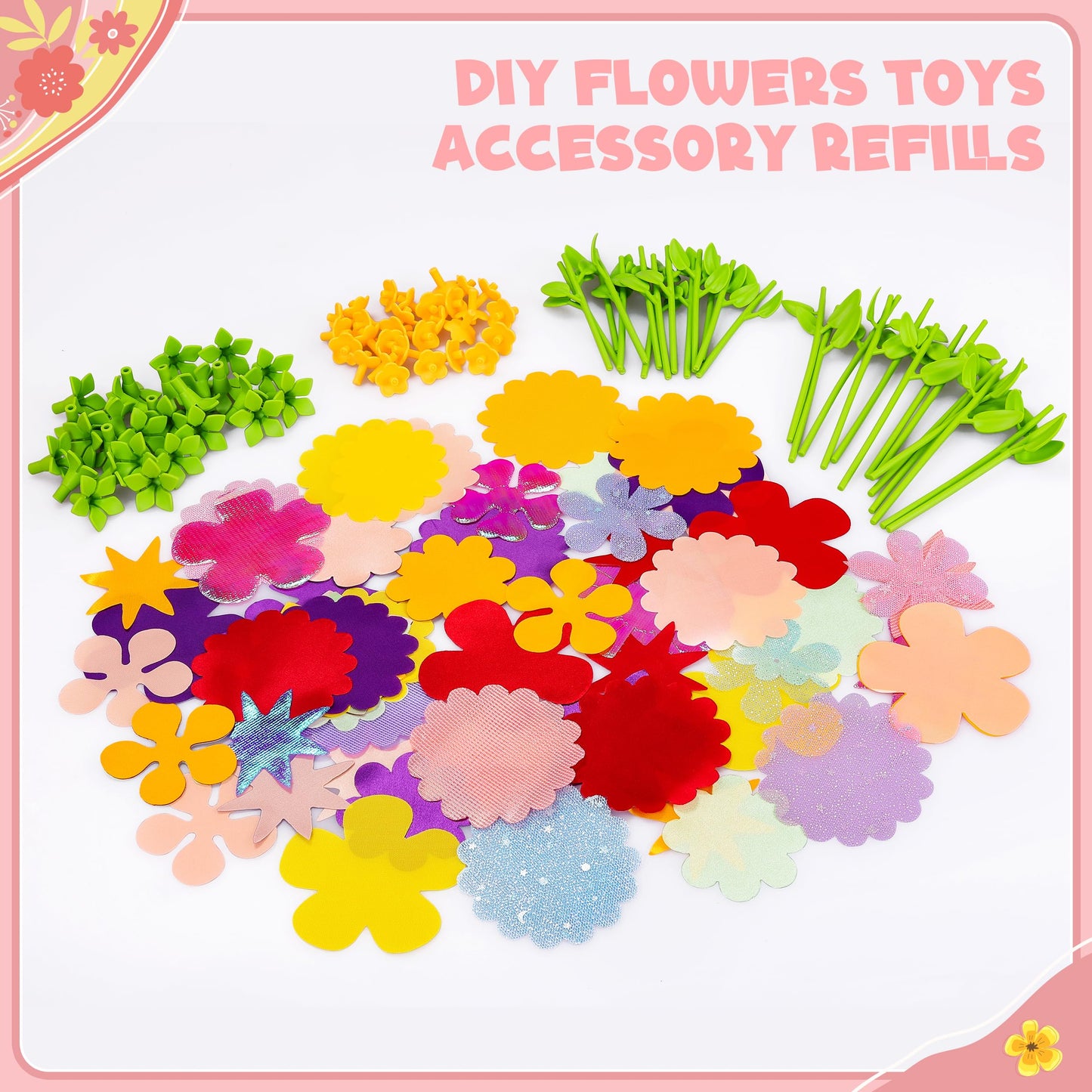 Toyly DIY Fabric Flower Bouquets Toys Accessories - Flowers Market Toy Fittings - Arts & Crafts Toy Parts