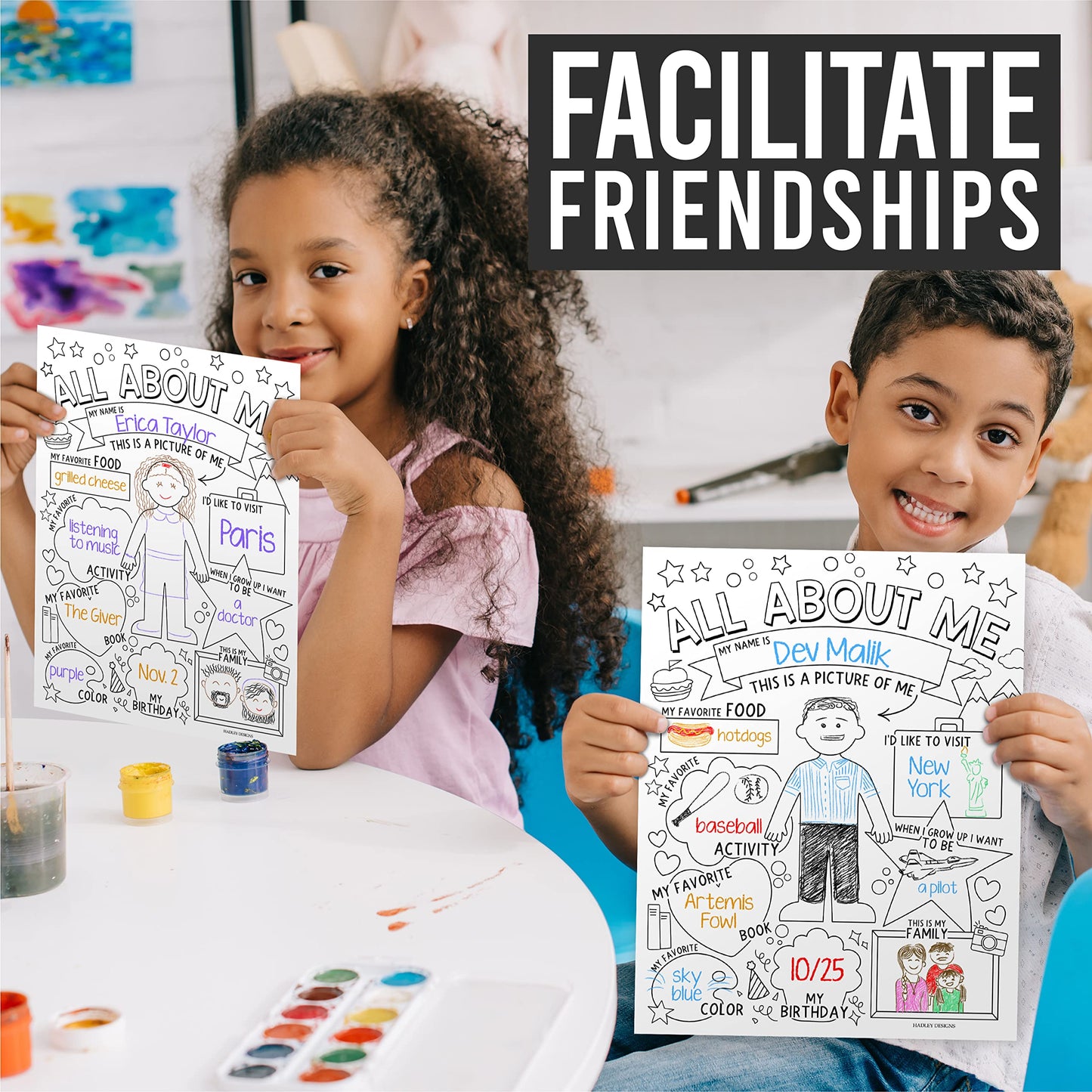 Hadley Designs All About Me Posters for Classroom Must Haves - 20 Star Student Poster, 100 Days of School Items, Star of The Week Poster Elementary Classroom Decor, End of School Year Teacher Supplies